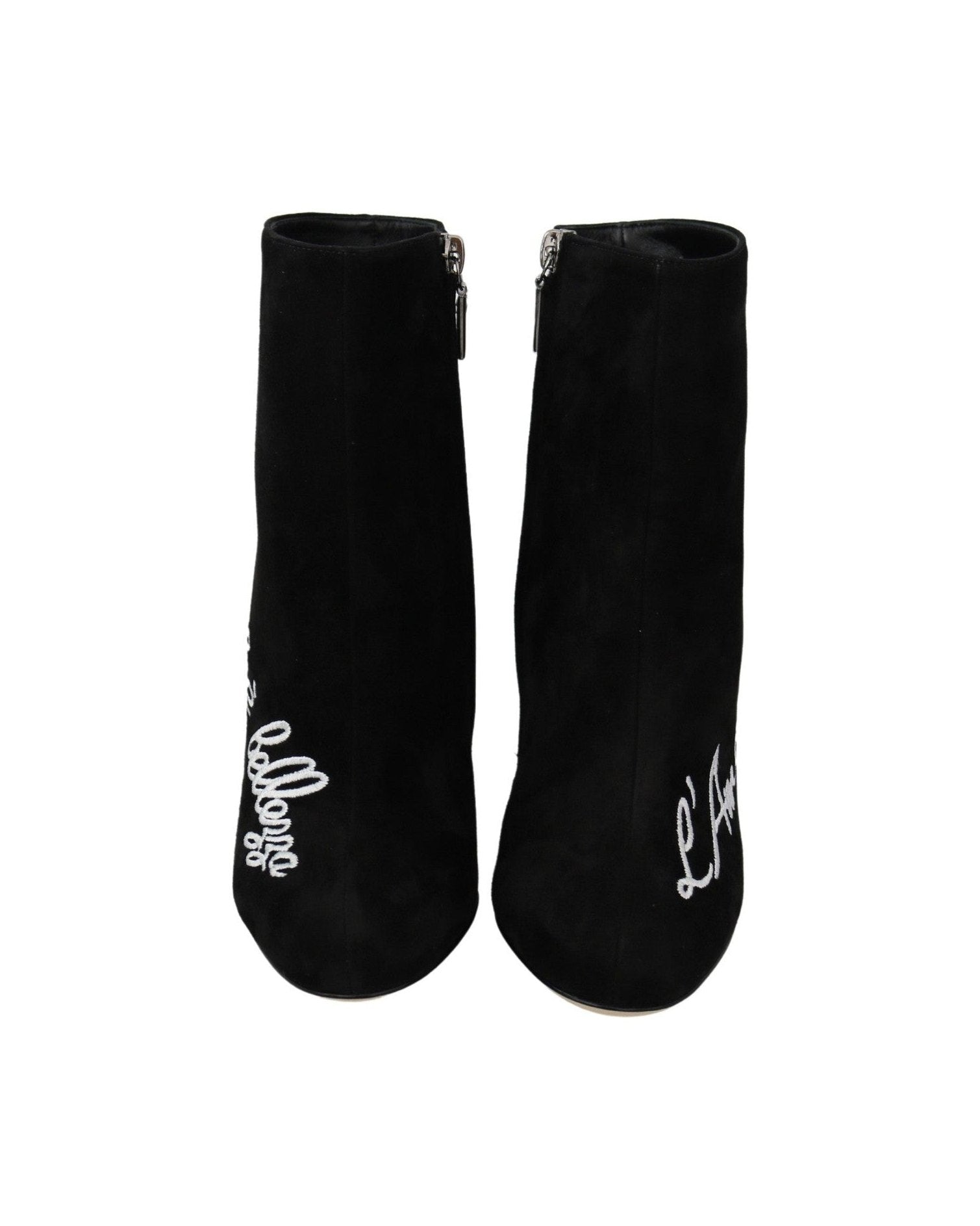 Dolce & Gabbana Embroidered Ankle Boots In Lambskin Suede Boots
