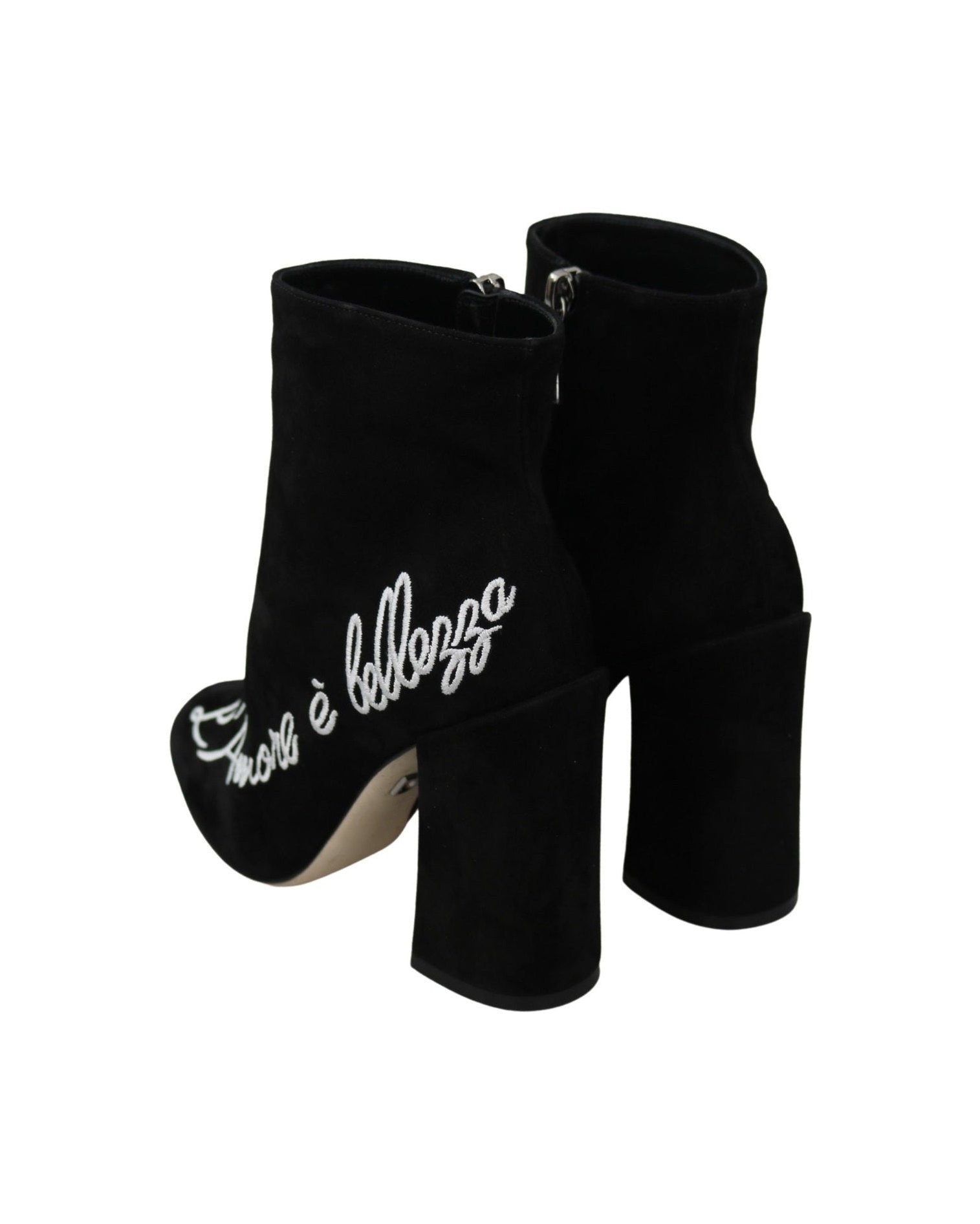 Dolce & Gabbana Embroidered Ankle Boots In Lambskin Suede Boots