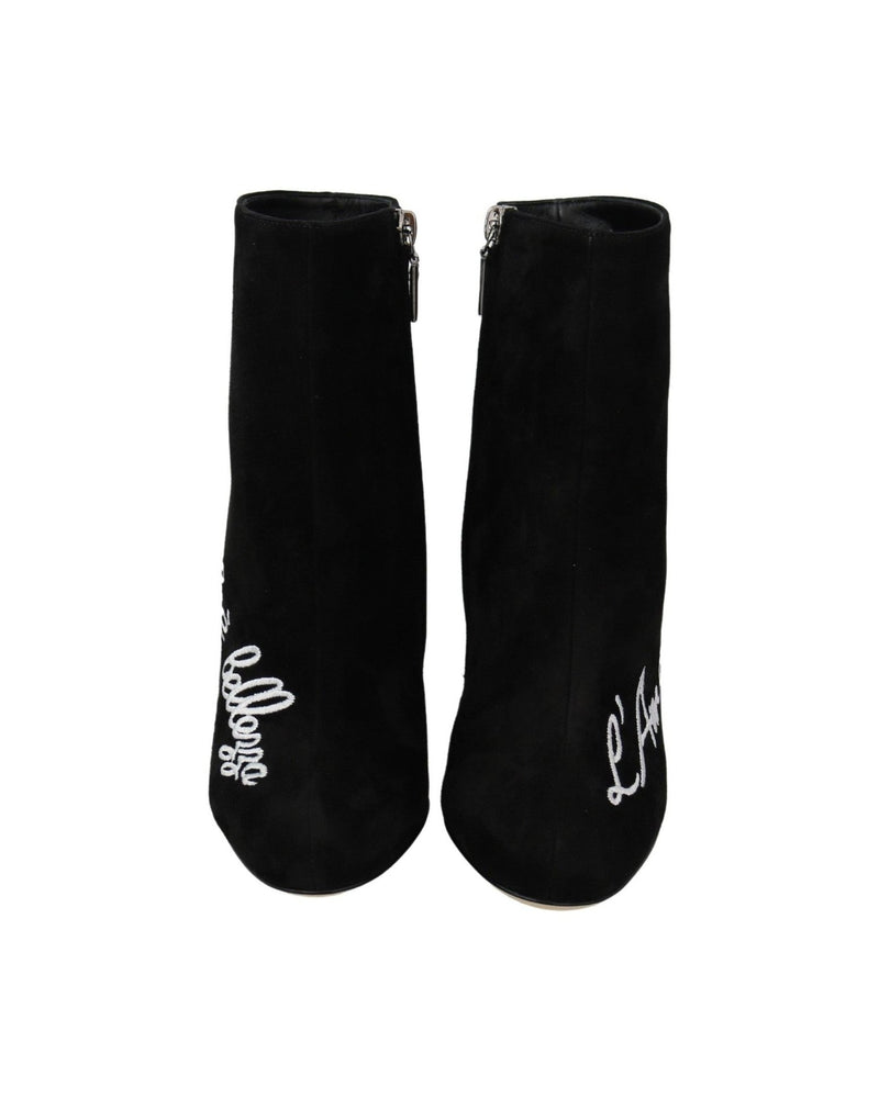 Dolce & Gabbana Embroidered Ankle Boots In Lambskin Suede Glam Steals