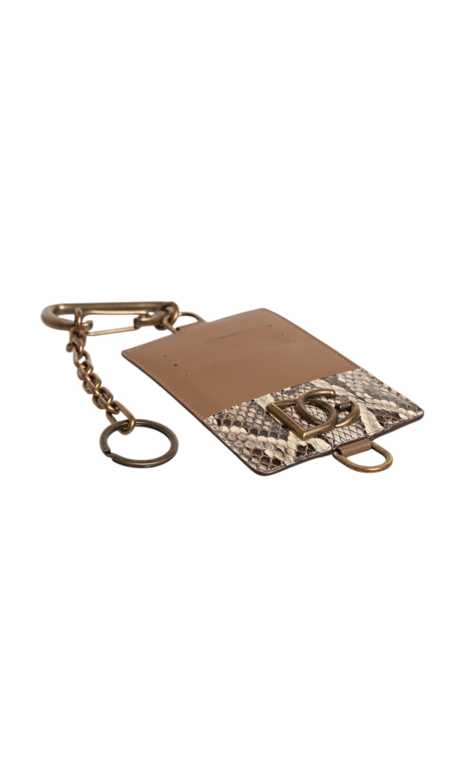 Dolce & Gabbana Exotic Leather Card Holder Dg Logo Plaque Brown Wallet Glam Steals