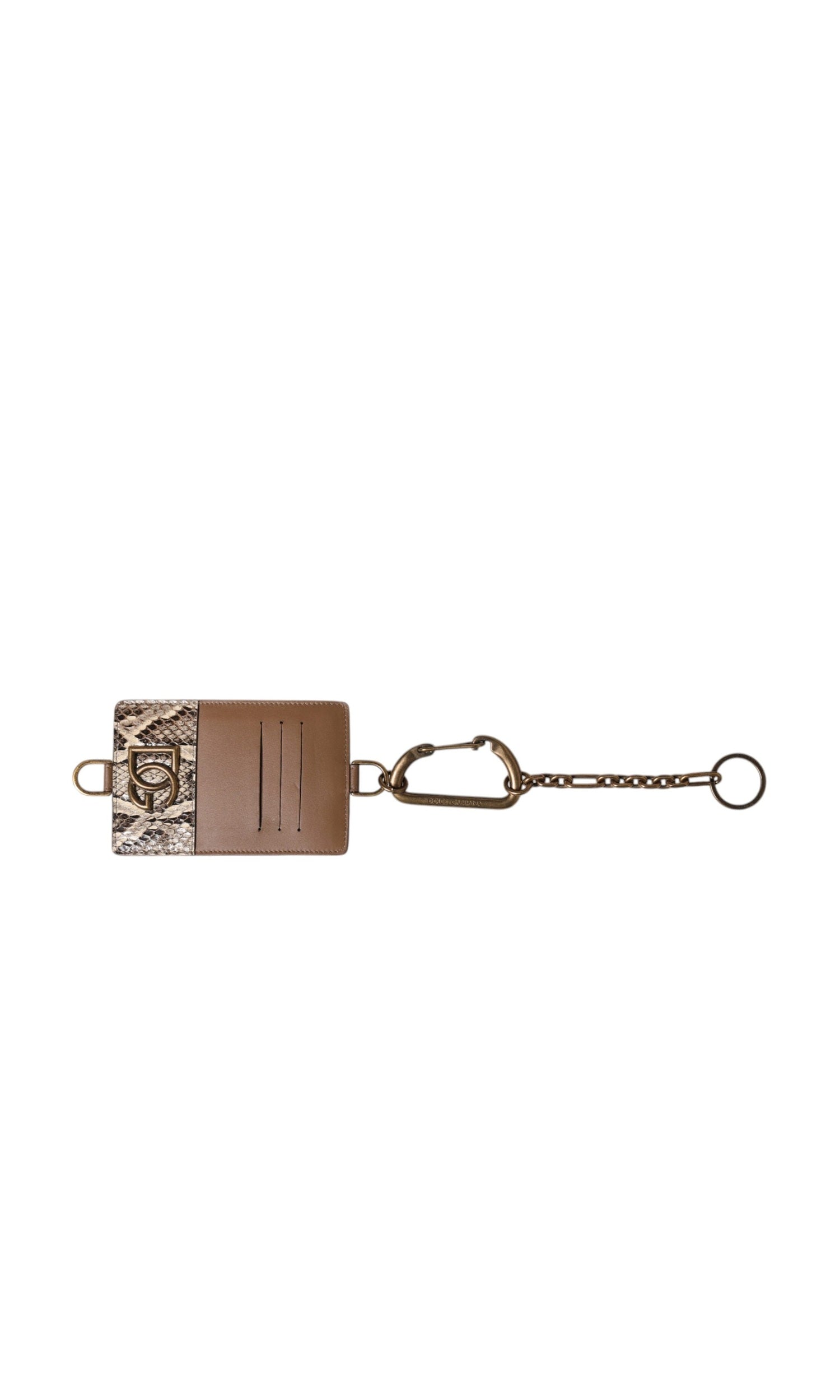 Dolce & Gabbana Exotic Leather Card Holder Dg Logo Plaque Brown Wallet Glam Steals