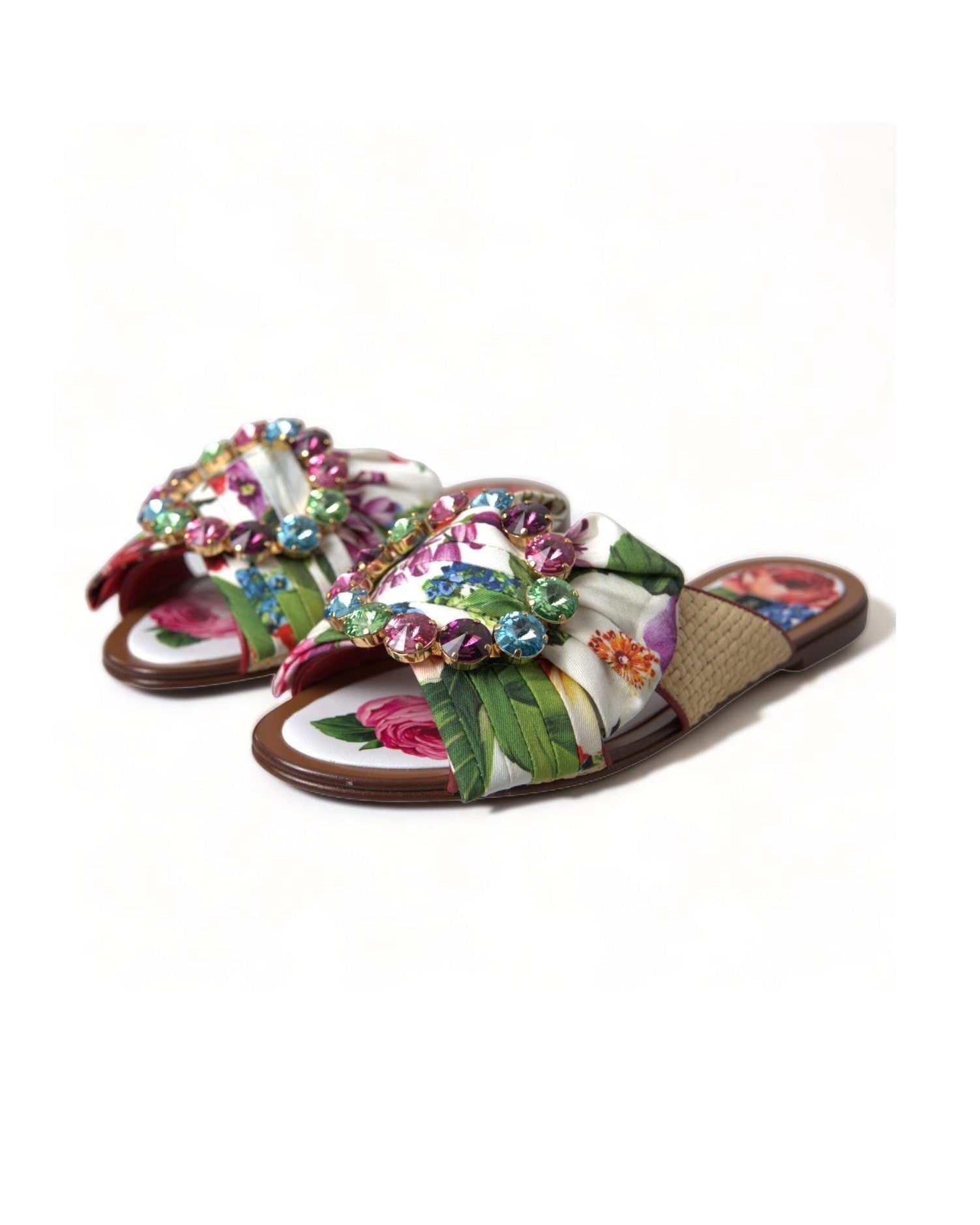 Dolce & Gabbana Exquisite Floral Print Flat Sandals Shoes