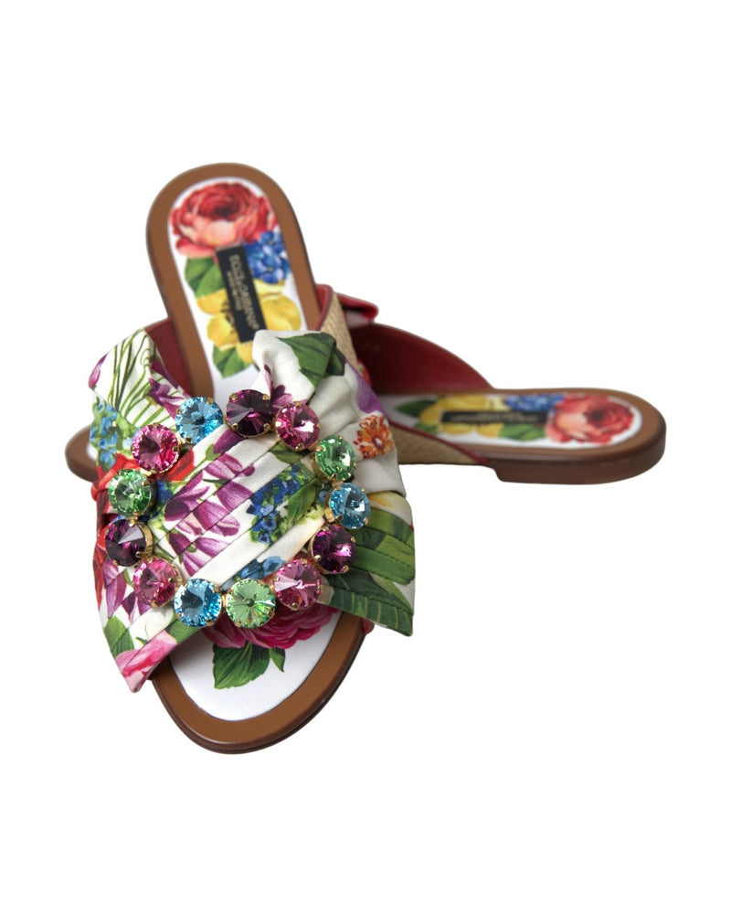 Dolce & Gabbana Exquisite Floral Print Flat Sandals Shoes