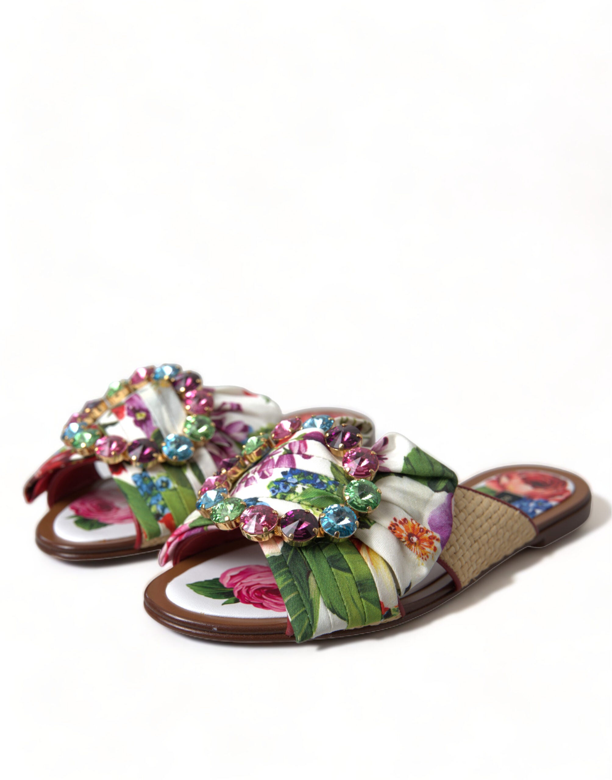 Dolce & Gabbana Exquisite Floral Print Flat Sandals Glam Steals