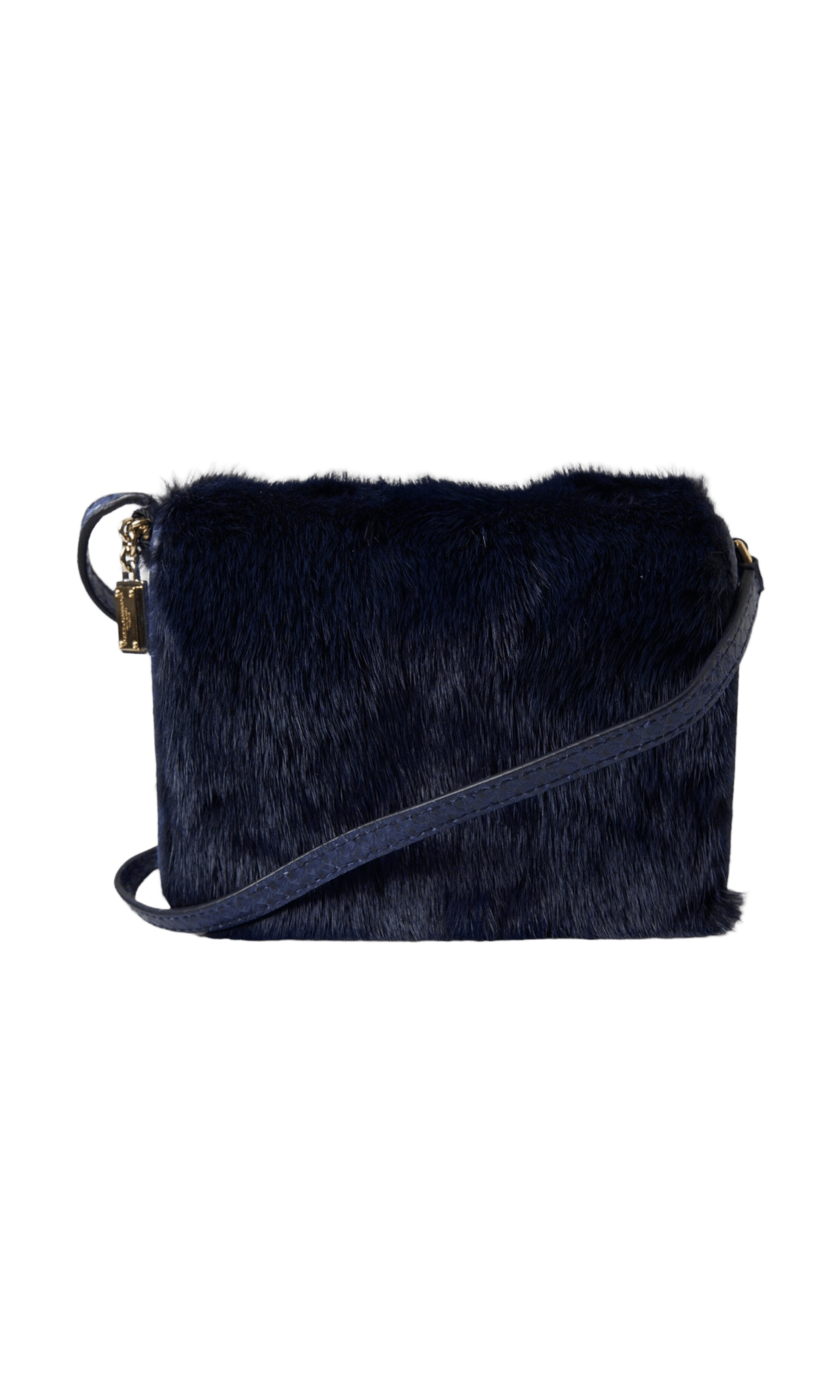 Dolce & Gabbana Exquisite Mink Fur Shoulder Blue Bag Glam Steals