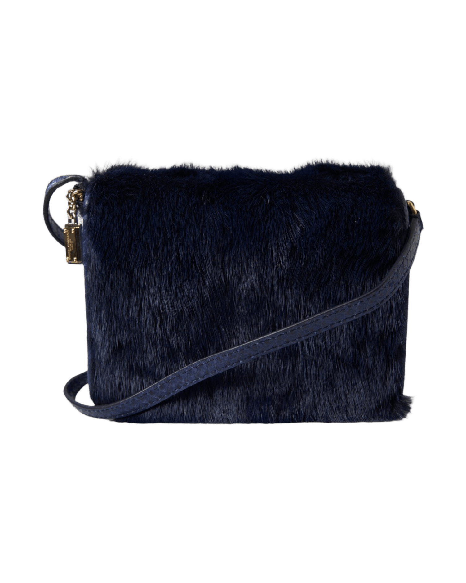 Dolce & Gabbana Exquisite Mink Fur Shoulder Blue Bag Glam Steals