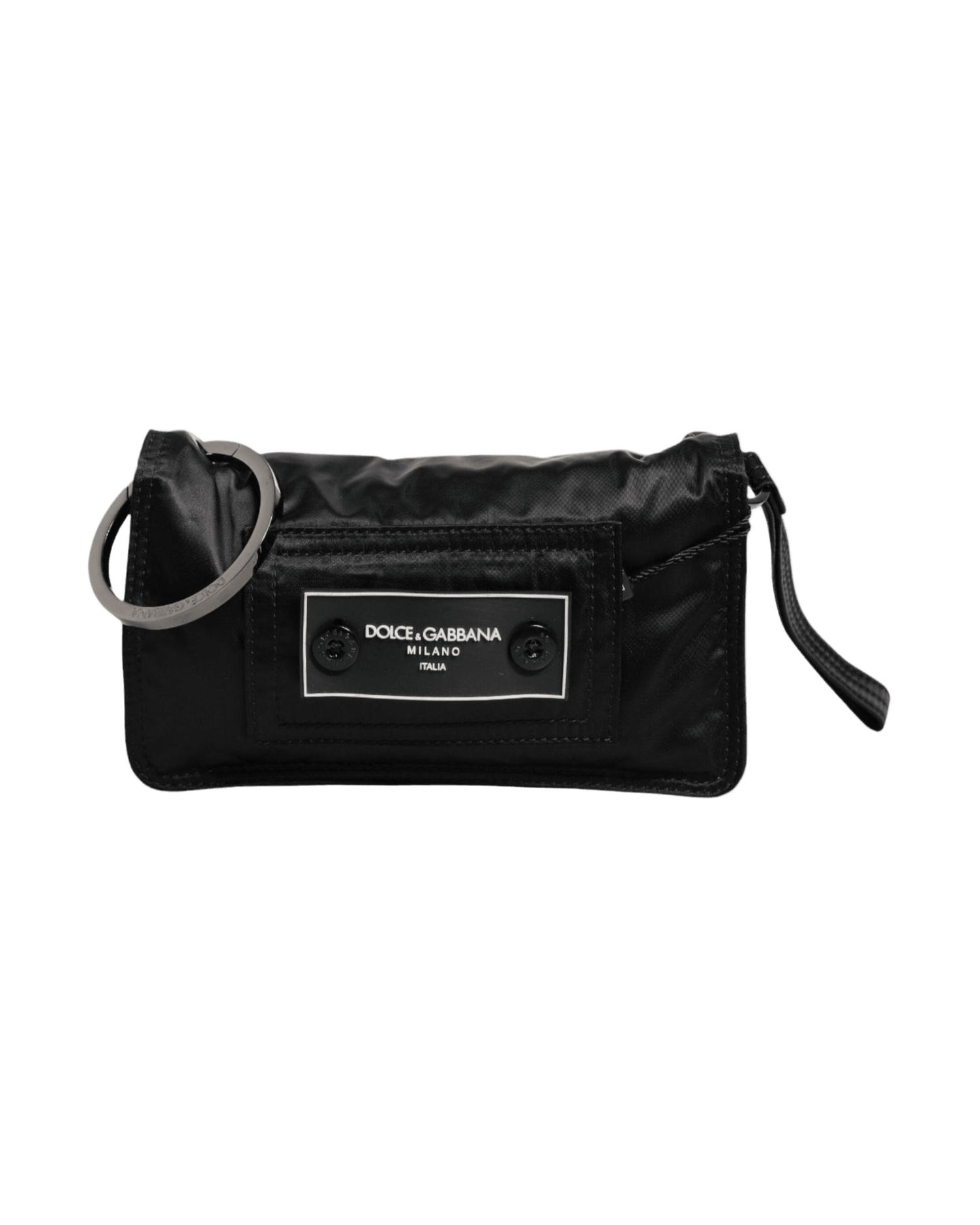 Dolce & Gabbana Fabric Logo Two Way Clutch Crossbody Black Bag Glam Steals