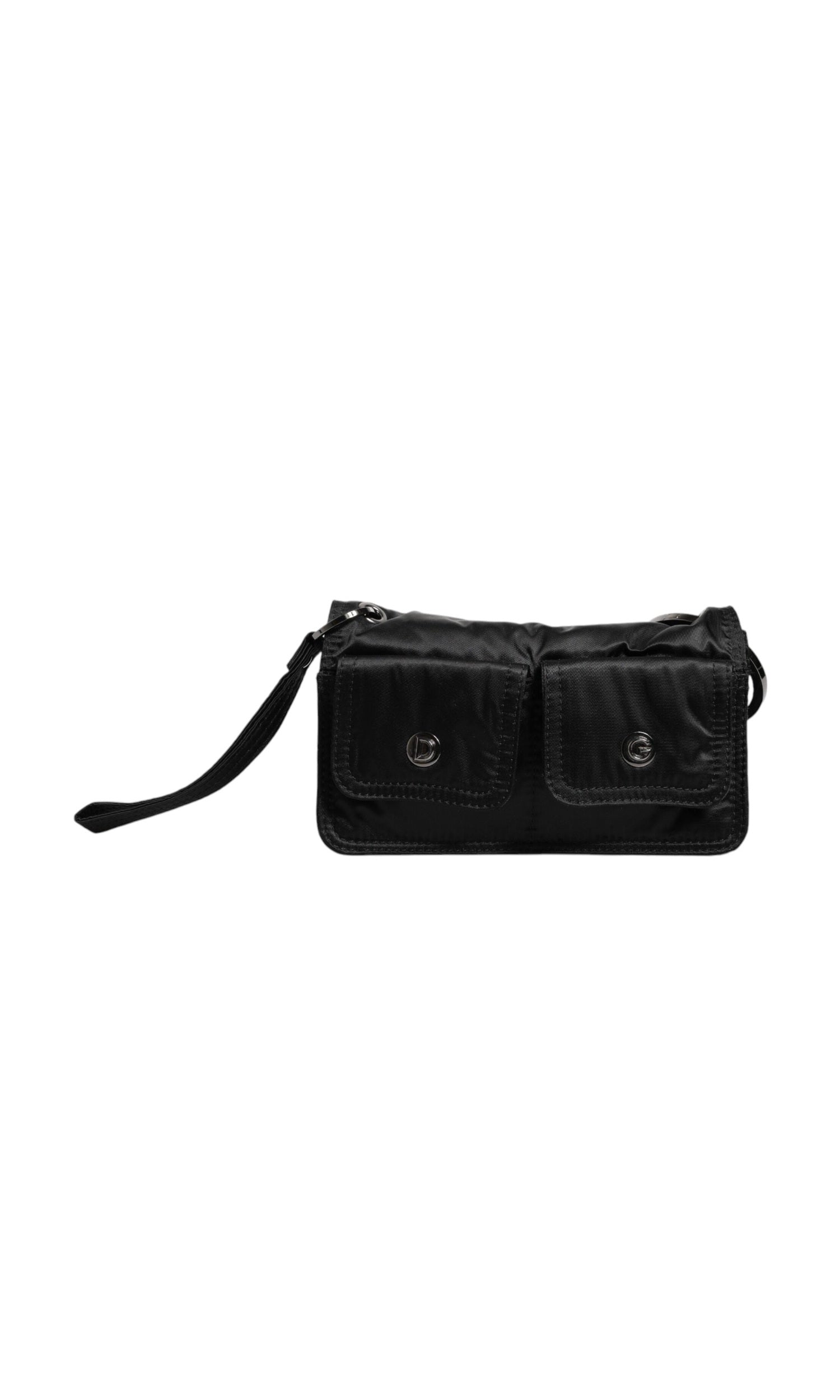 Dolce & Gabbana Fabric Logo Two Way Clutch Crossbody Black Bag Glam Steals