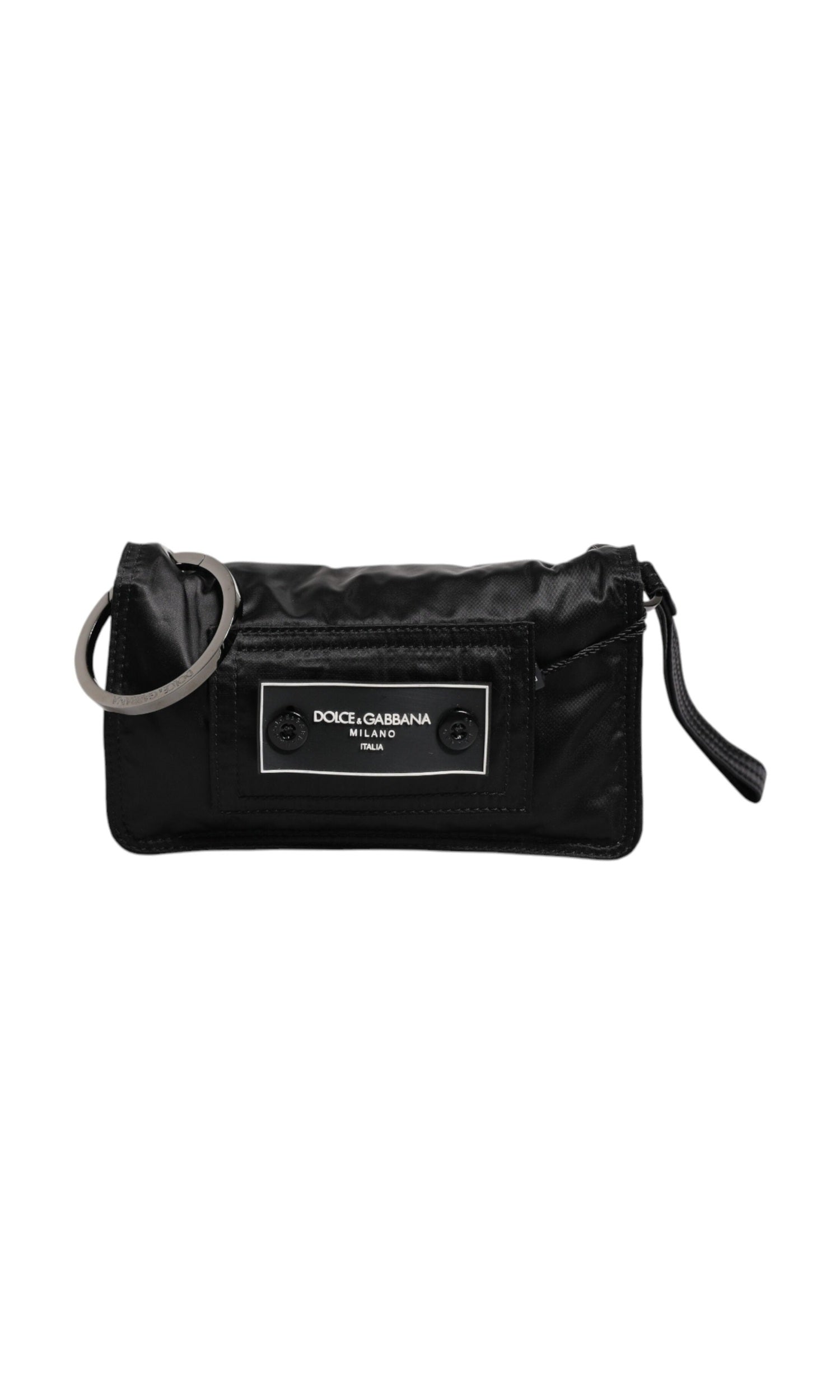 Dolce & Gabbana Fabric Logo Two Way Clutch Crossbody Black Bag Glam Steals
