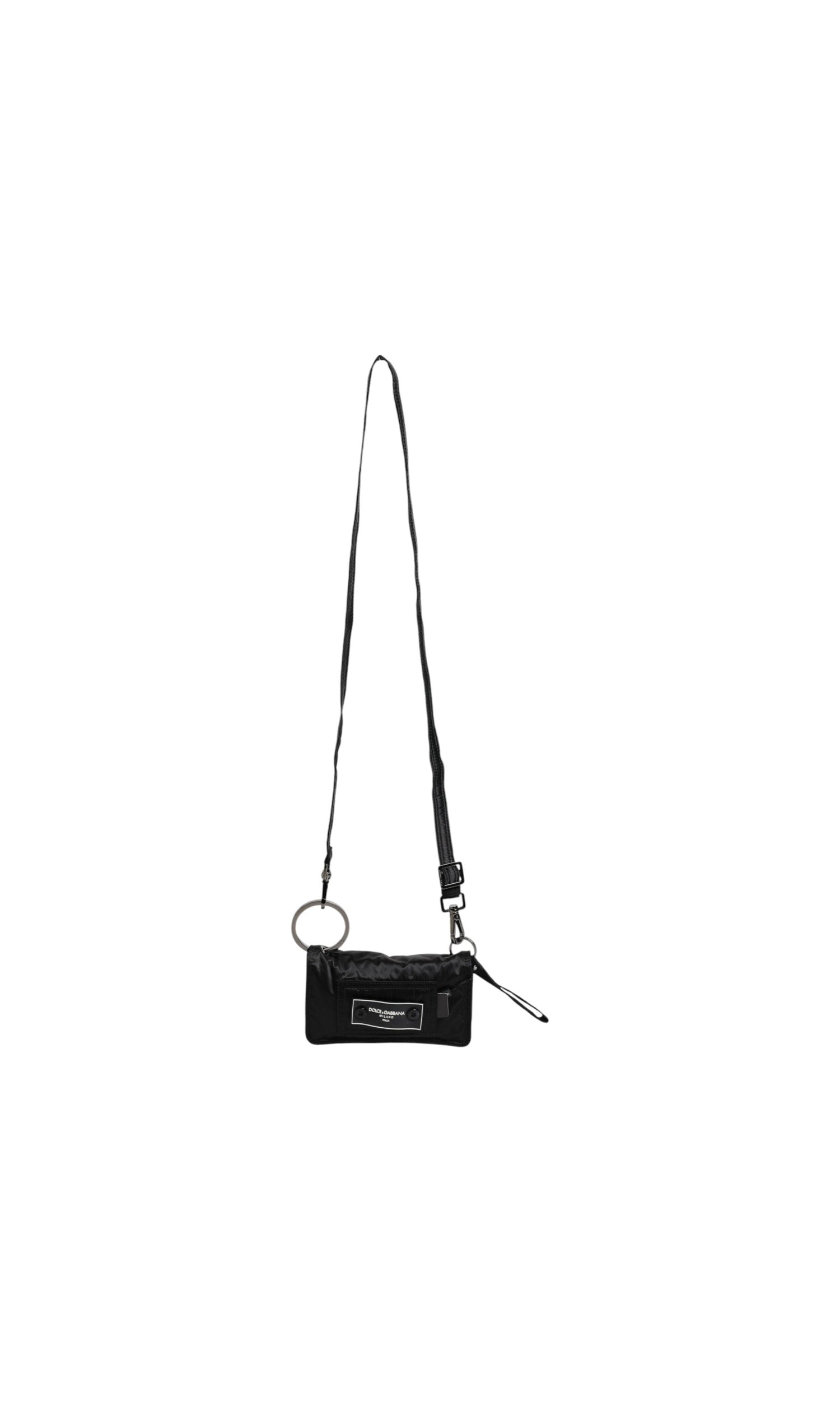 Dolce & Gabbana Fabric Logo Two Way Clutch Crossbody Black Bag Glam Steals