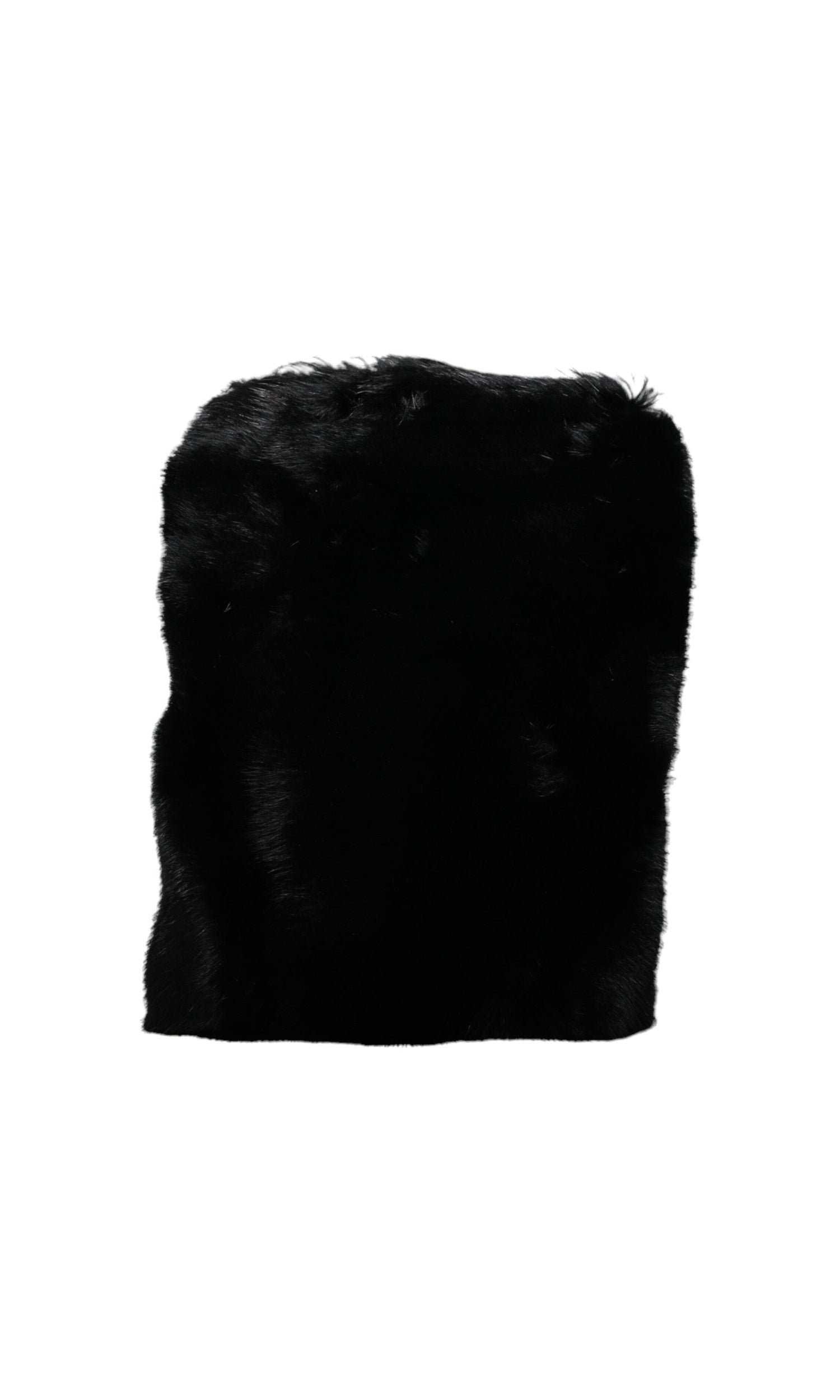 Dolce & Gabbana Faux Fur Chain Crossbody Shoulder Purse Black Silver Bag Glam Steals