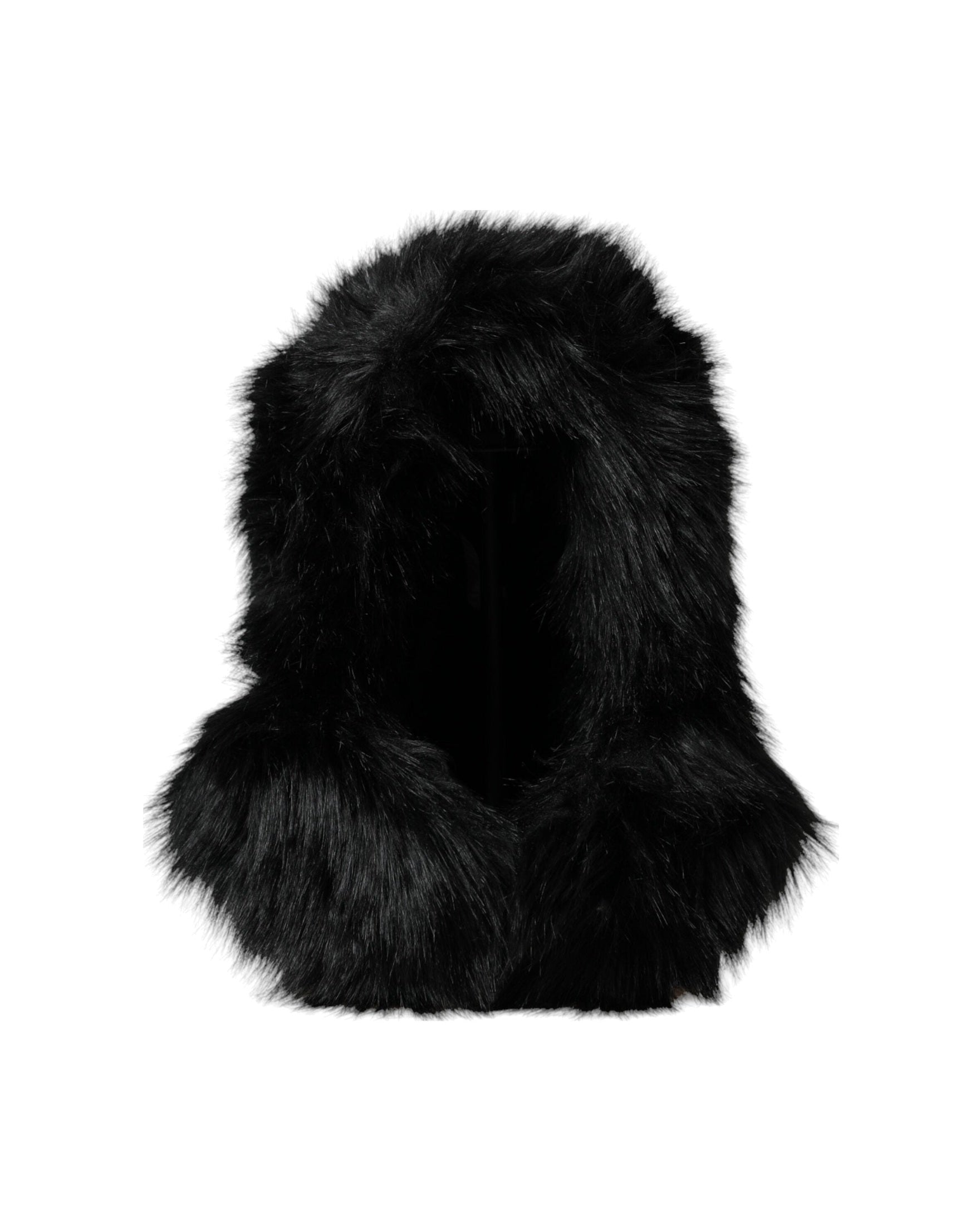 Dolce & Gabbana Faux Fur Whole Head Wrap Black Hat Glam Steals