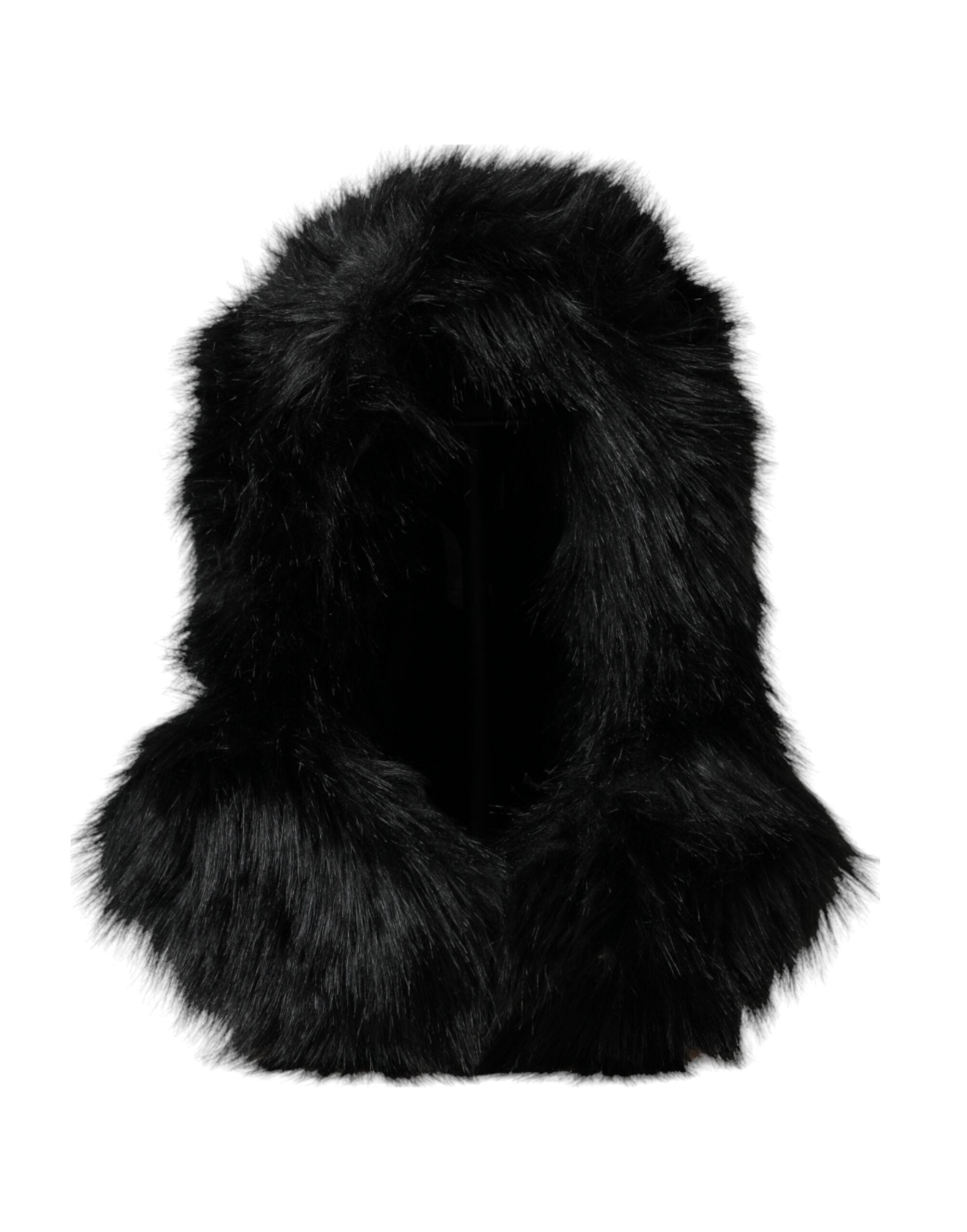 Dolce & Gabbana Faux Fur Whole Head Wrap Black Hat Glam Steals