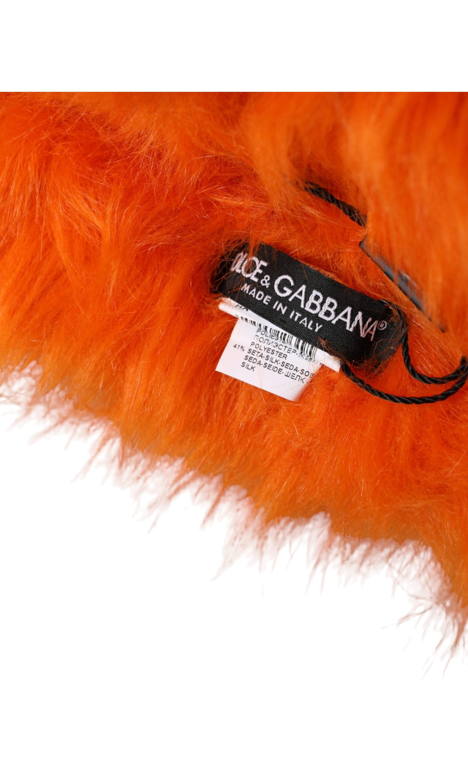 Dolce & Gabbana Faux Fur Whole Head Wrap Orange Hat Glam Steals