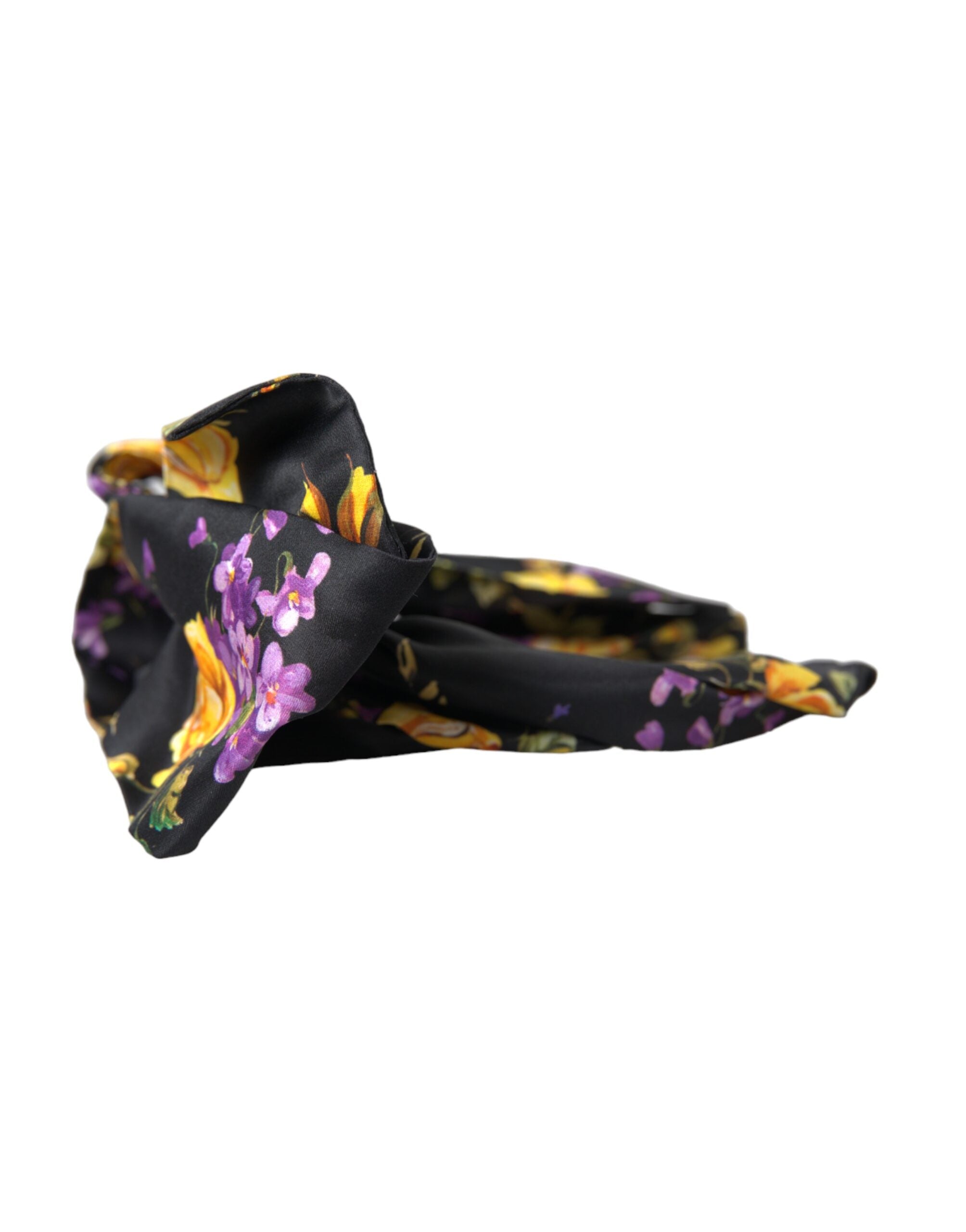 Dolce & Gabbana Floral Applique Silk Women Headband Black Diadem Glam Steals