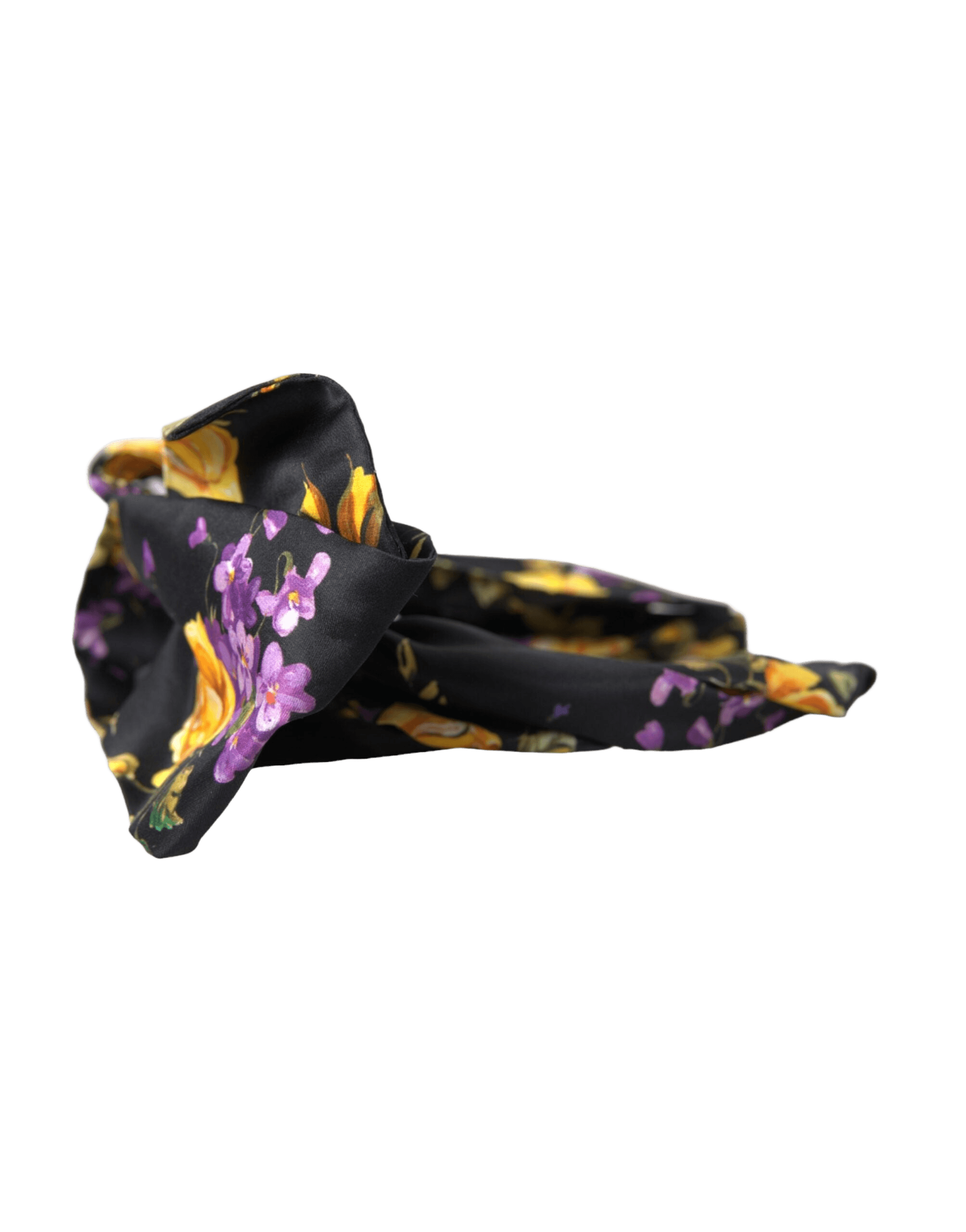 Dolce & Gabbana Floral Applique Silk Women Headband Black Diadem Glam Steals
