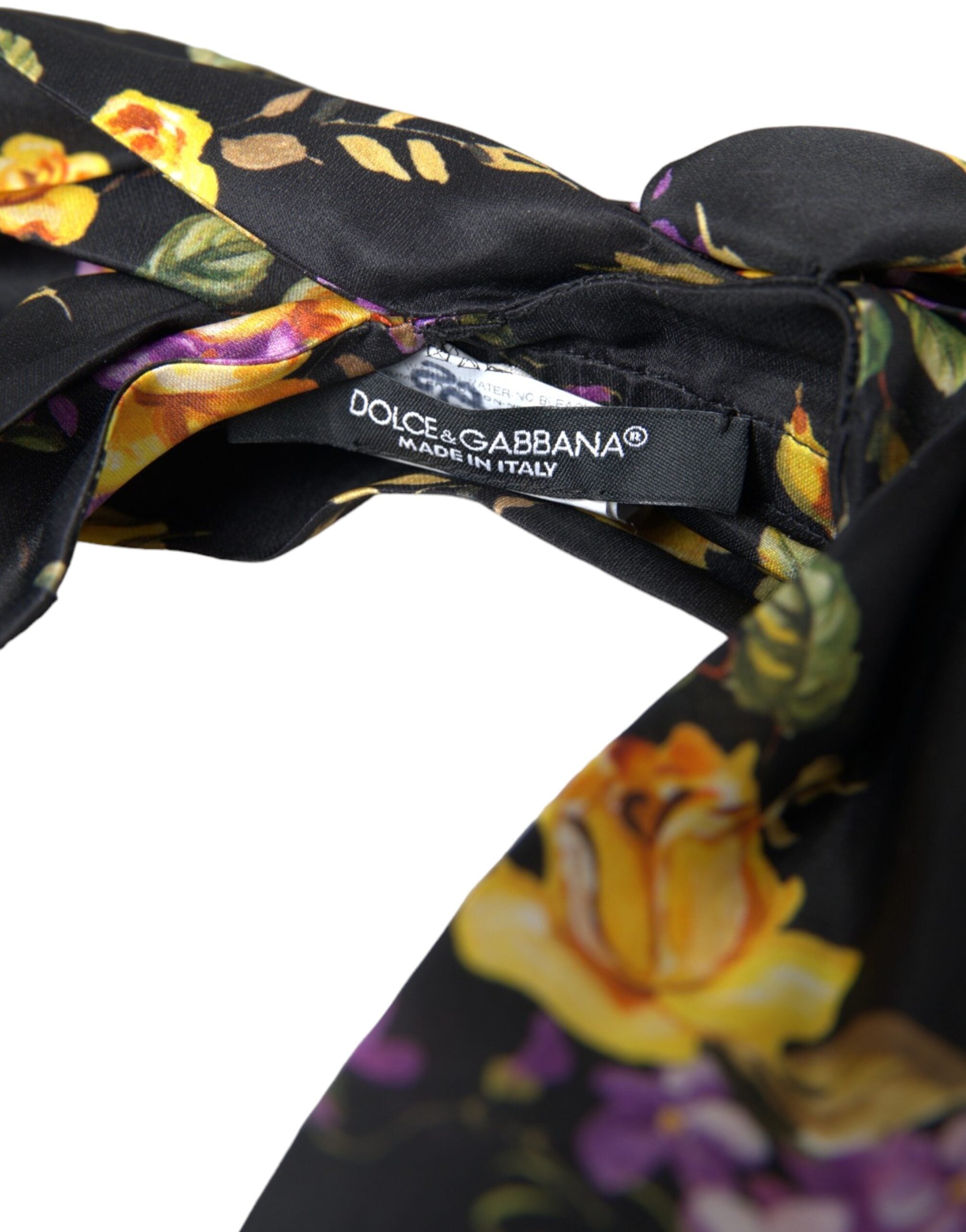 Dolce & Gabbana Floral Applique Silk Women Headband Black Diadem Glam Steals