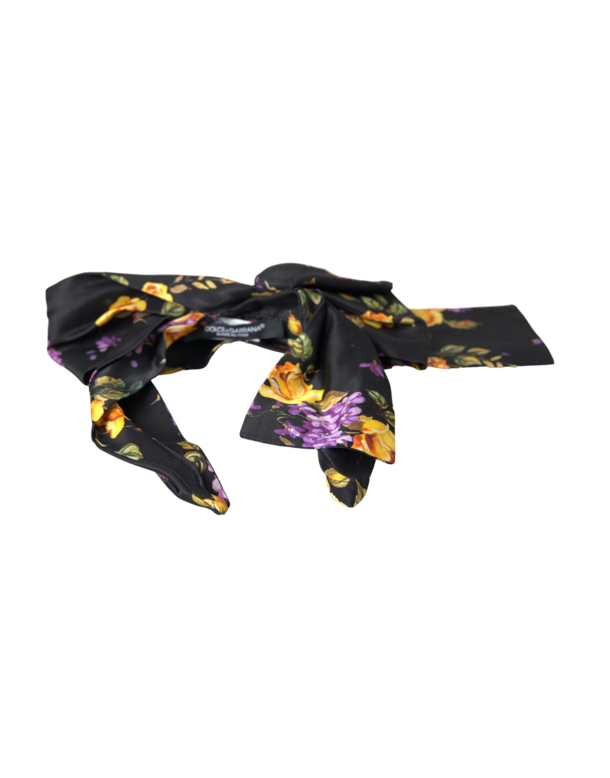 Dolce & Gabbana Floral Applique Silk Women Headband Black Diadem Glam Steals