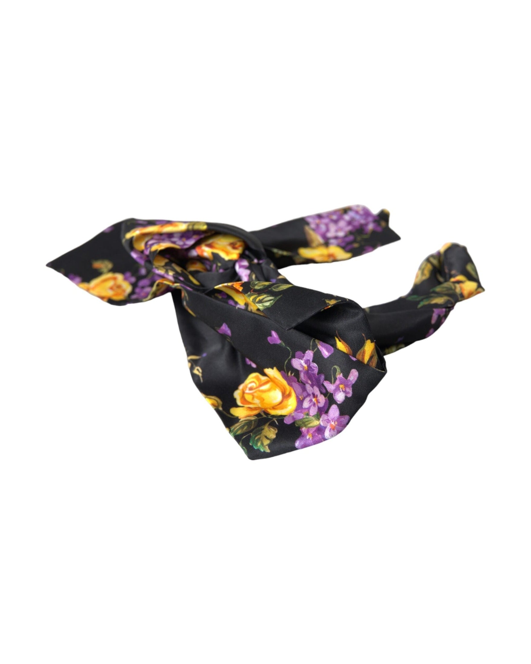 Dolce & Gabbana Floral Applique Silk Women Headband Black Diadem Glam Steals
