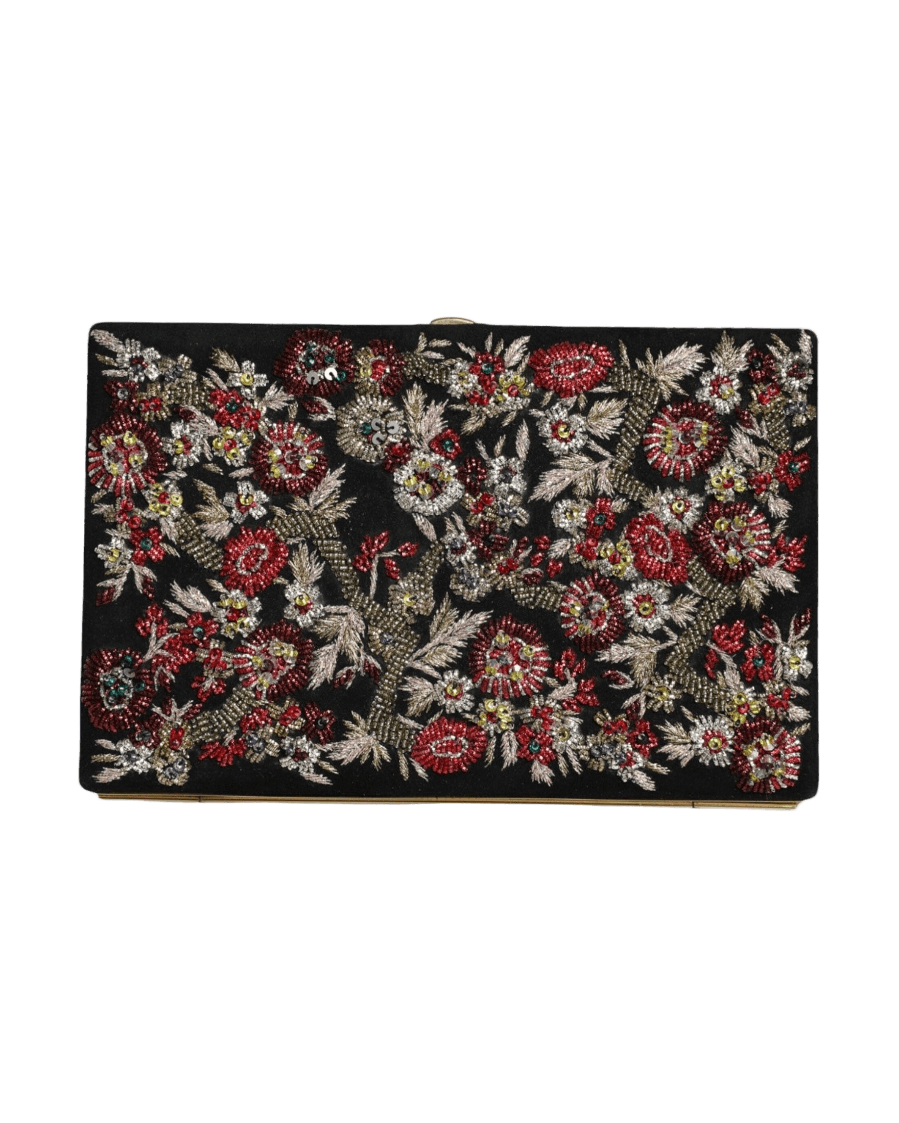 Dolce & Gabbana Floral Frame Clutch Evening Purse Multicolor Gold Bag Glam Steals