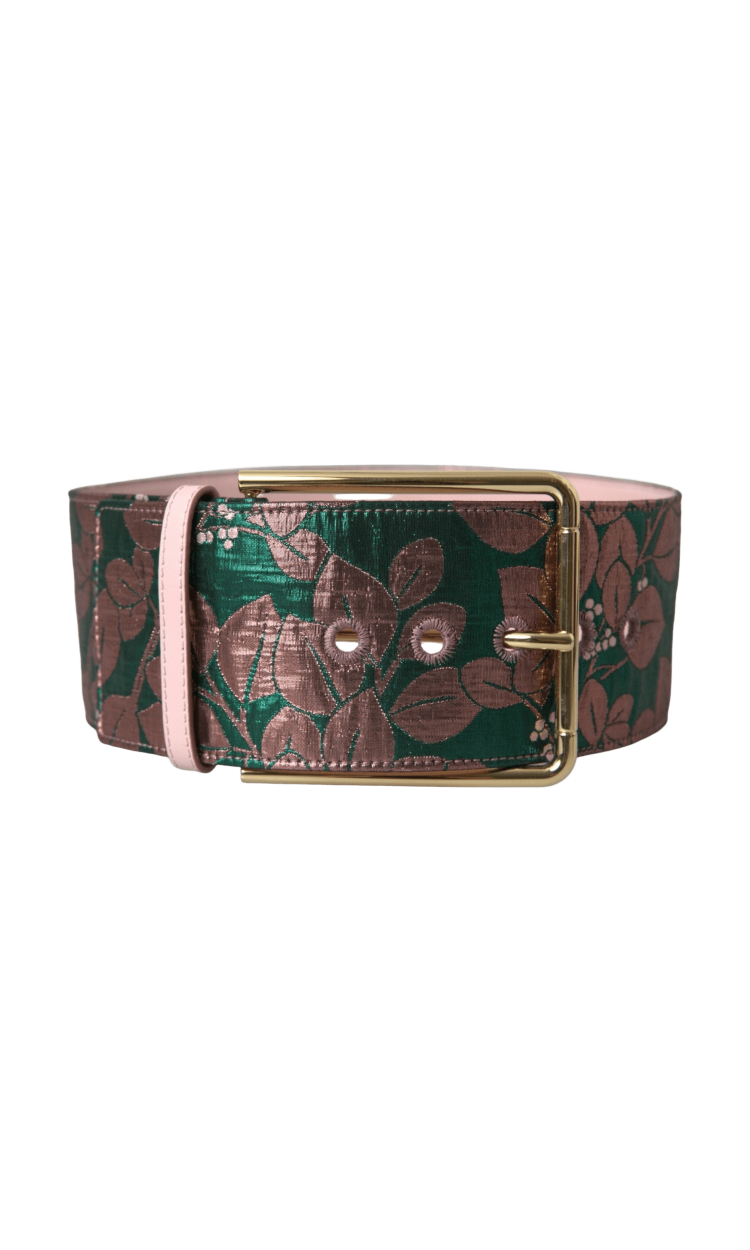 Dolce & Gabbana Floral Jacquard Lurex Buckle Multicolor Gold Belt Glam Steals