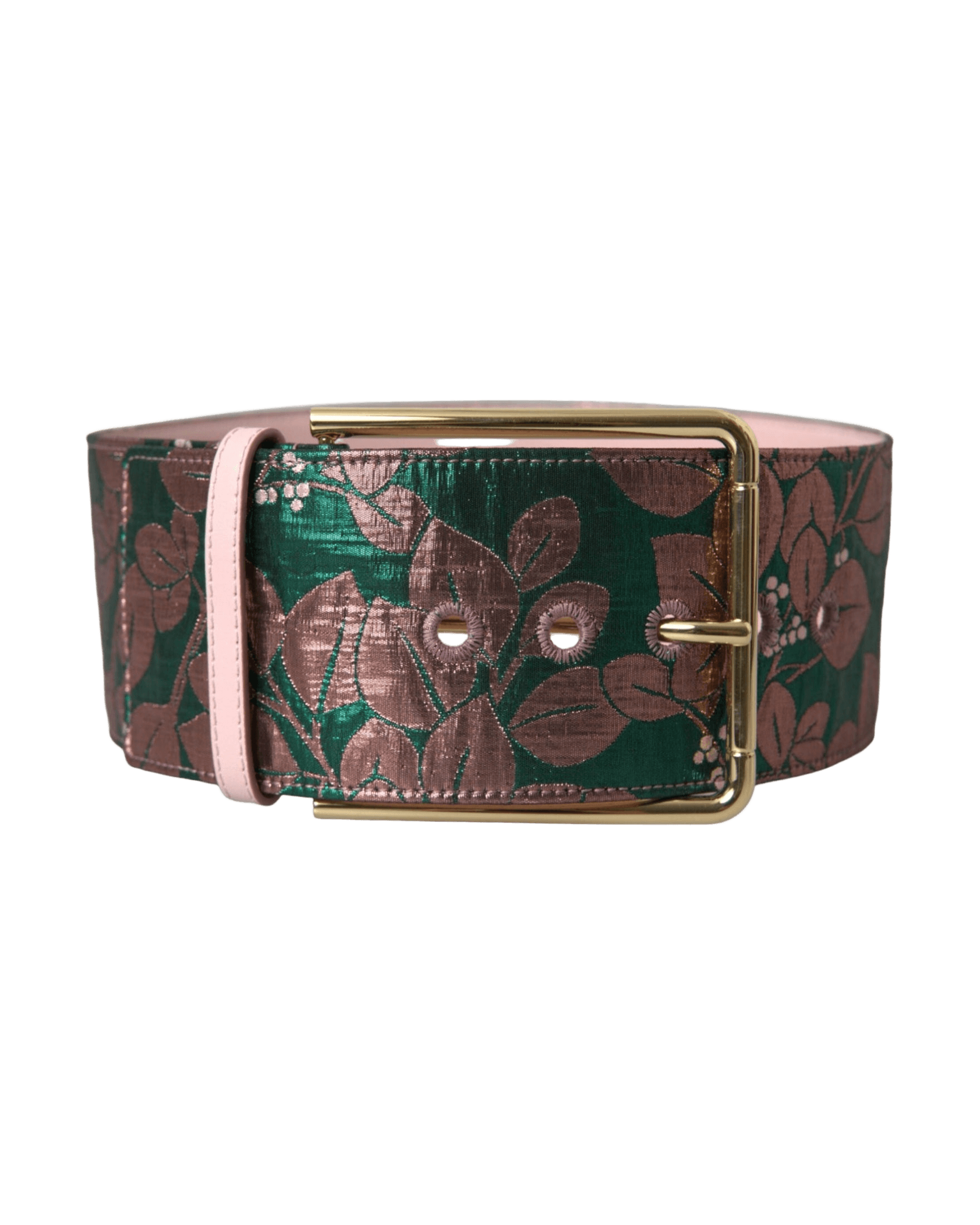 Dolce & Gabbana Floral Jacquard Lurex Buckle Multicolor Gold Belt Glam Steals