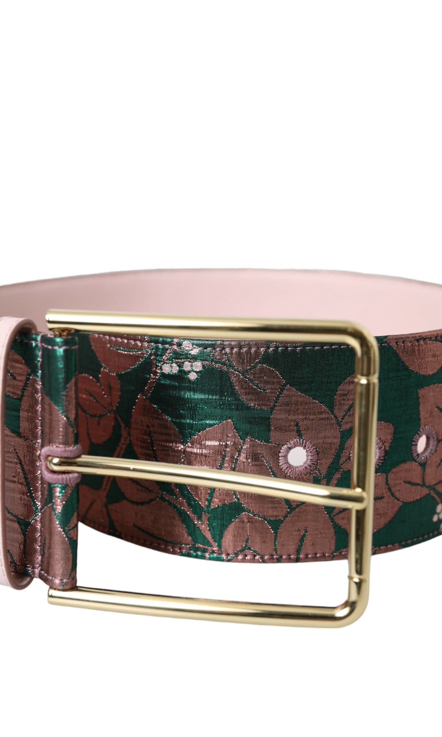 Dolce & Gabbana Floral Jacquard Lurex Buckle Multicolor Gold Belt Glam Steals