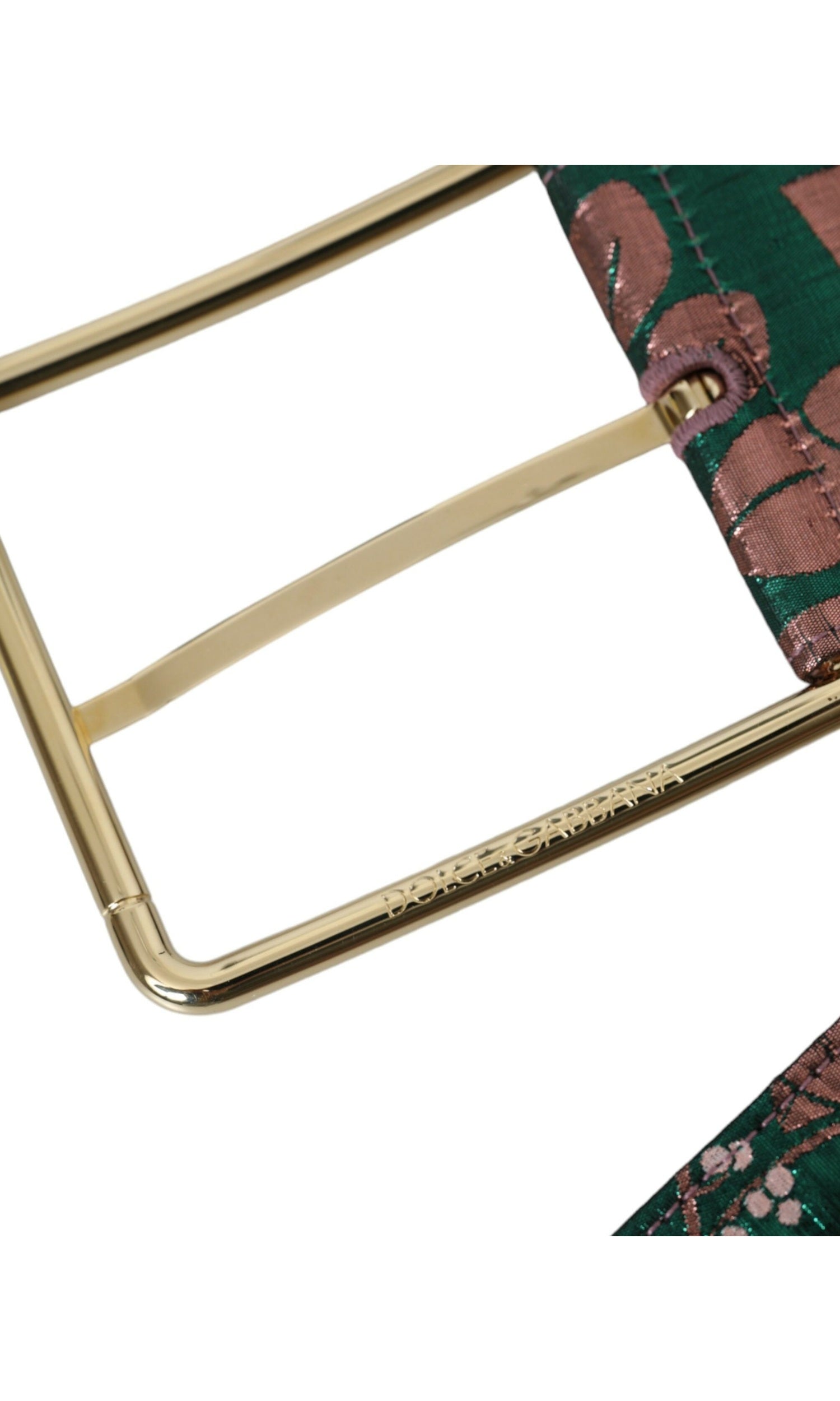 Dolce & Gabbana Floral Jacquard Lurex Buckle Multicolor Gold Belt Glam Steals