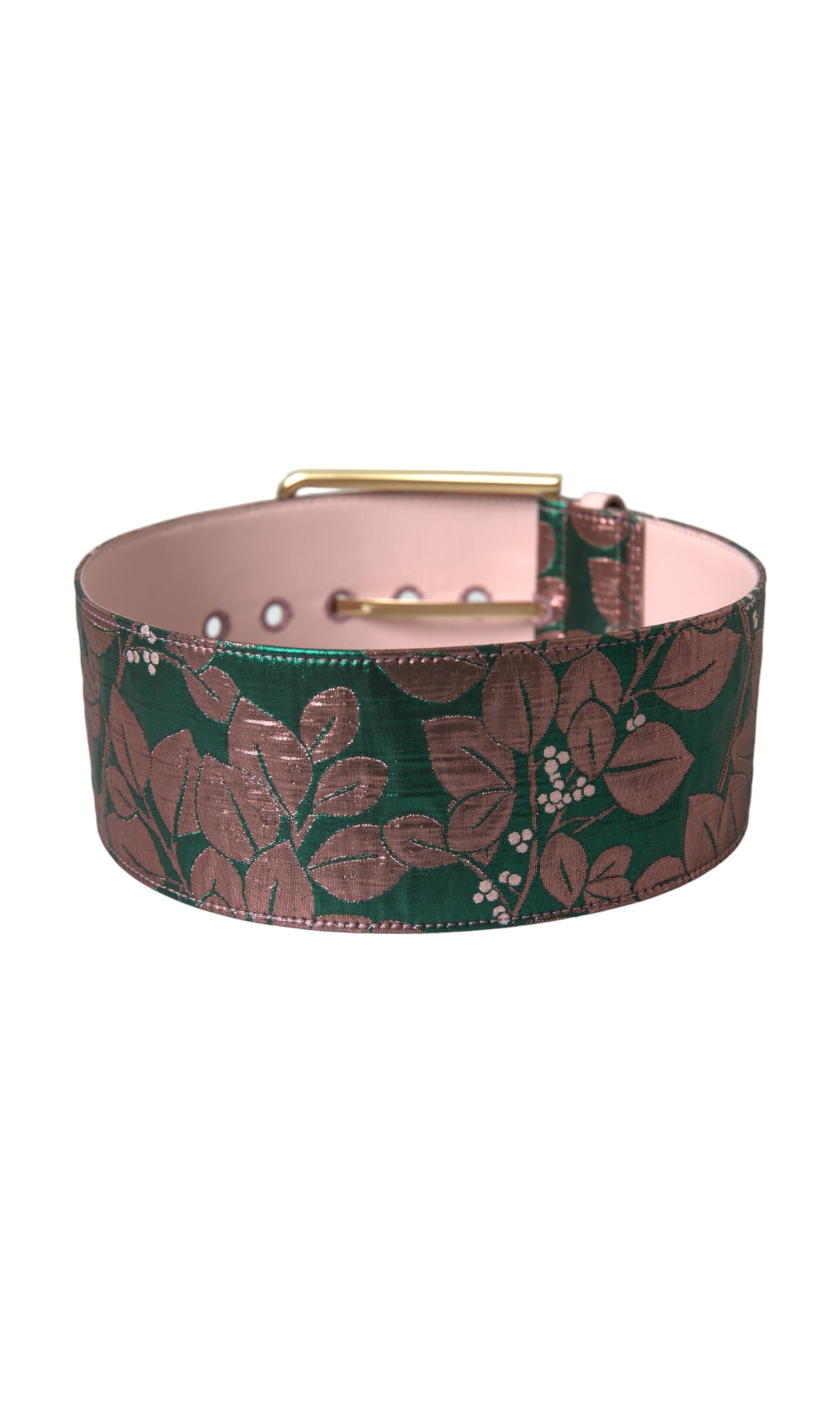 Dolce & Gabbana Floral Jacquard Lurex Buckle Multicolor Gold Belt Glam Steals