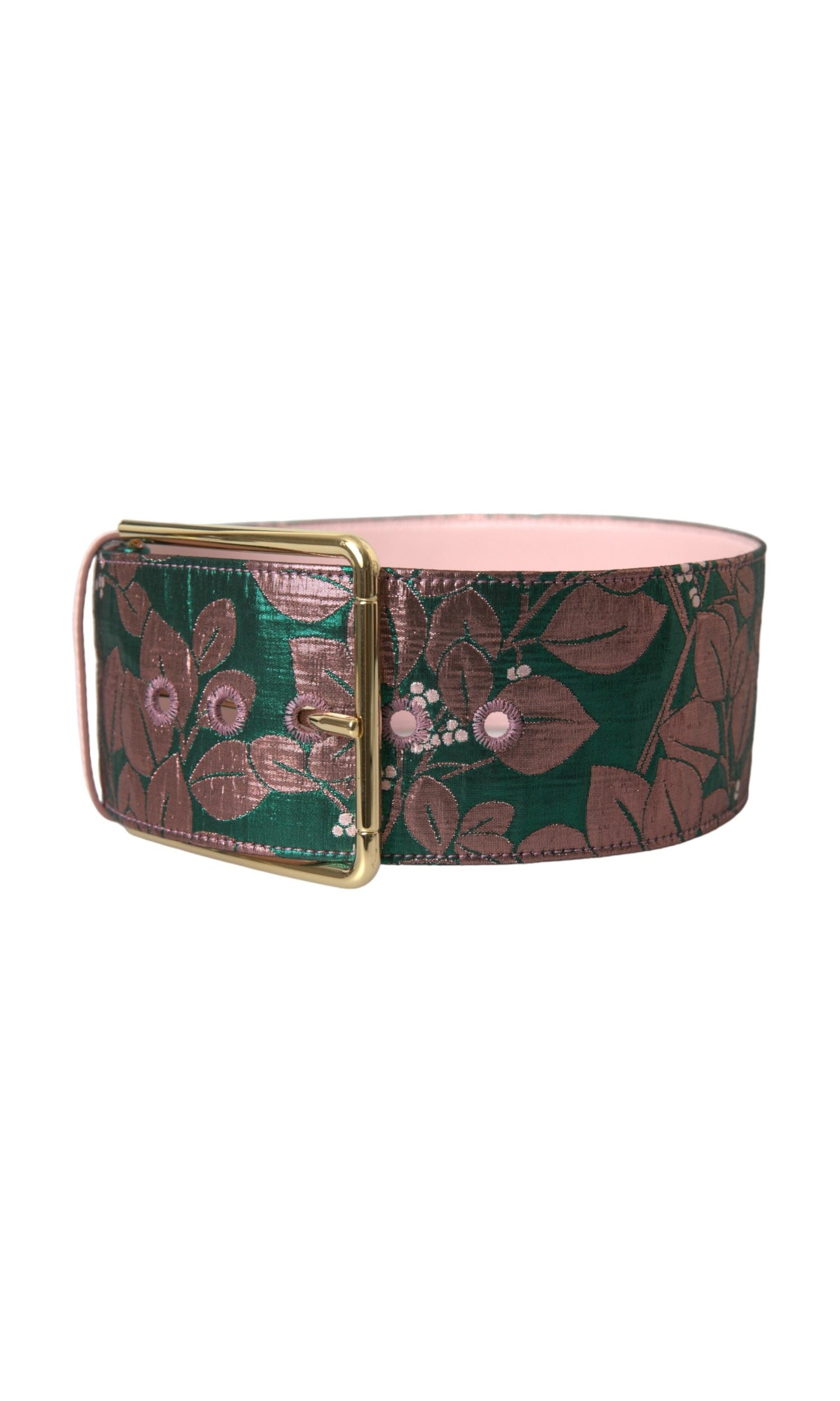 Dolce & Gabbana Floral Jacquard Lurex Buckle Multicolor Gold Belt Glam Steals