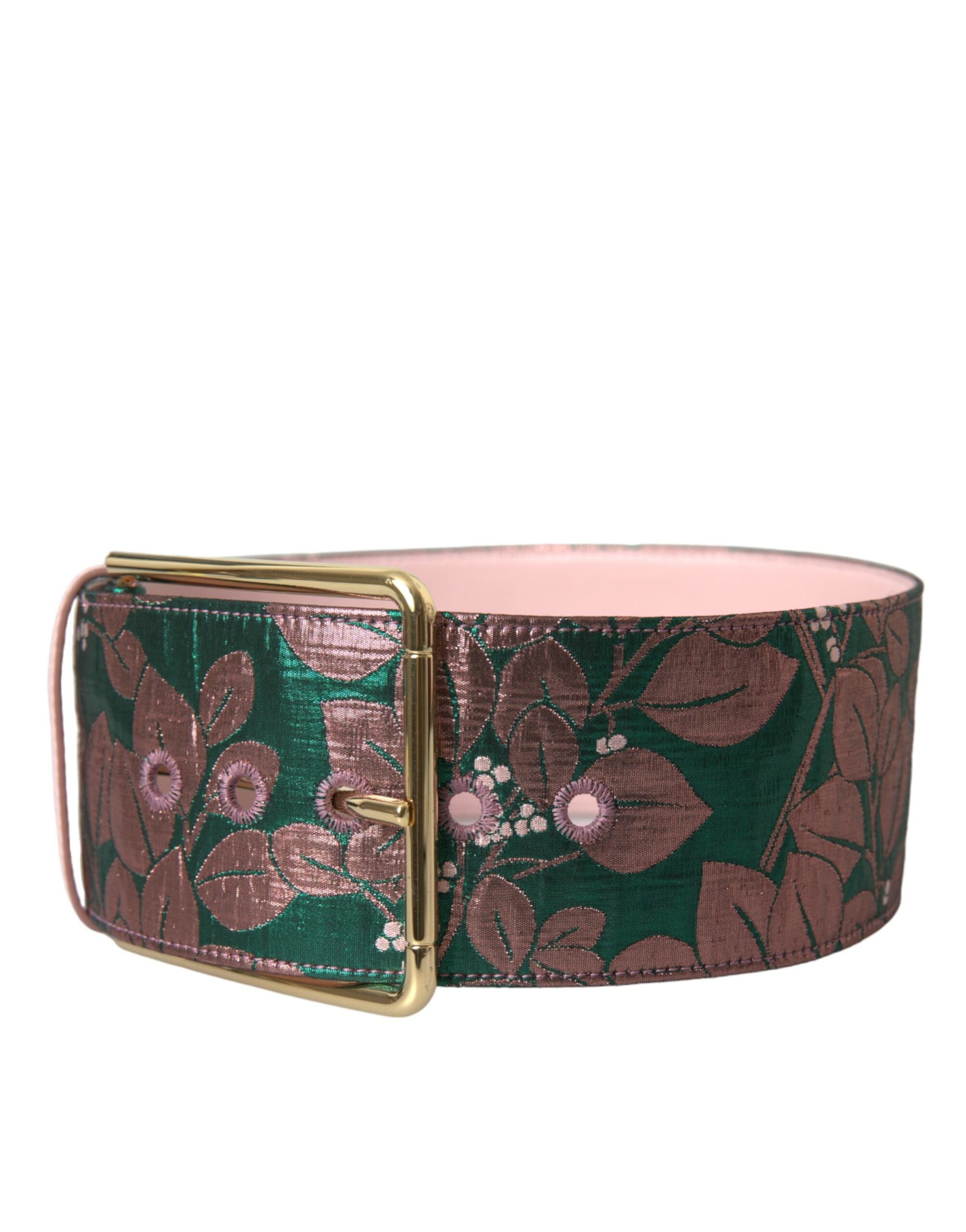 Dolce & Gabbana Floral Jacquard Lurex Buckle Multicolor Gold Belt Glam Steals