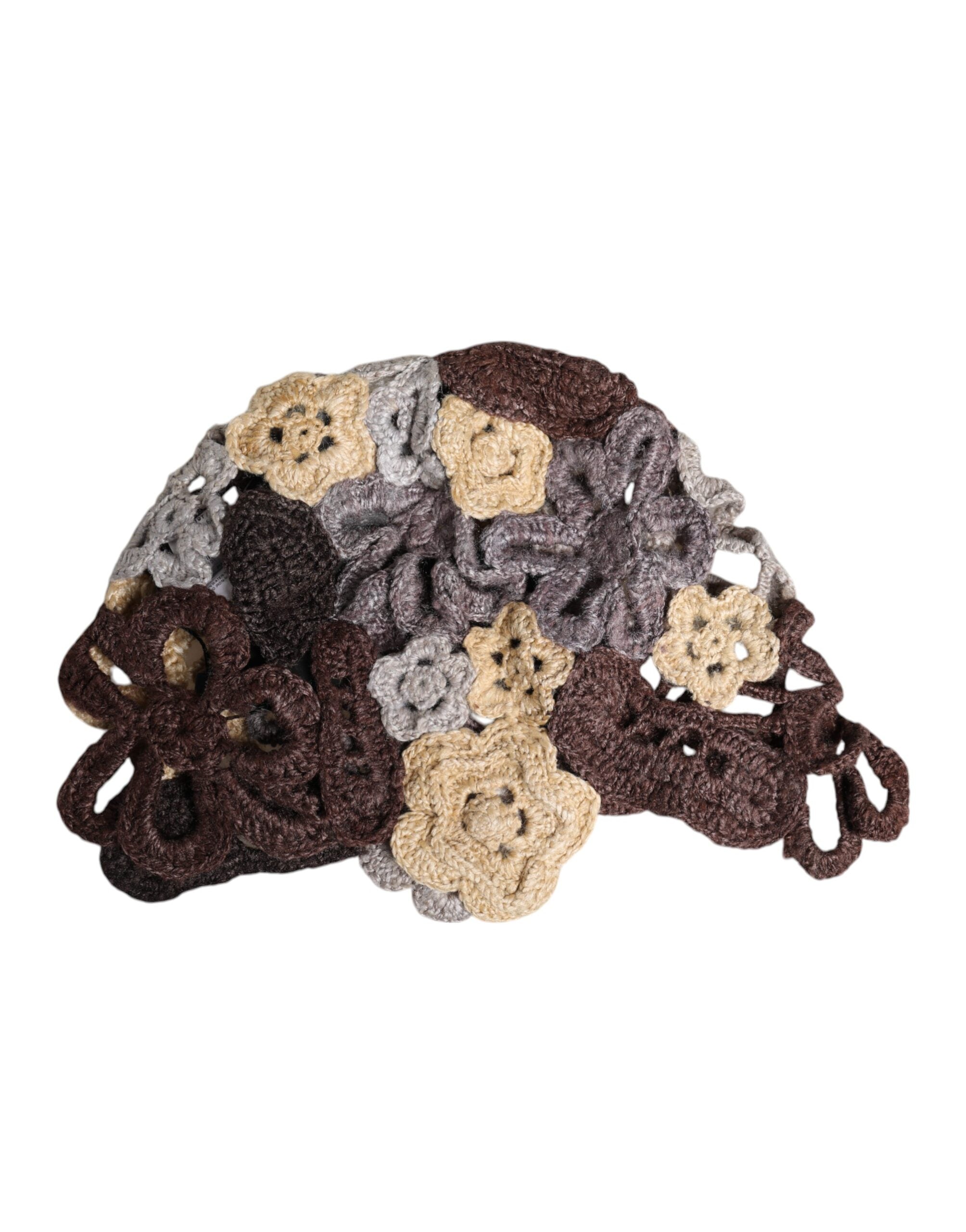 Dolce & Gabbana Floral Silk Crochet Beanie Multicolor Hat Glam Steals