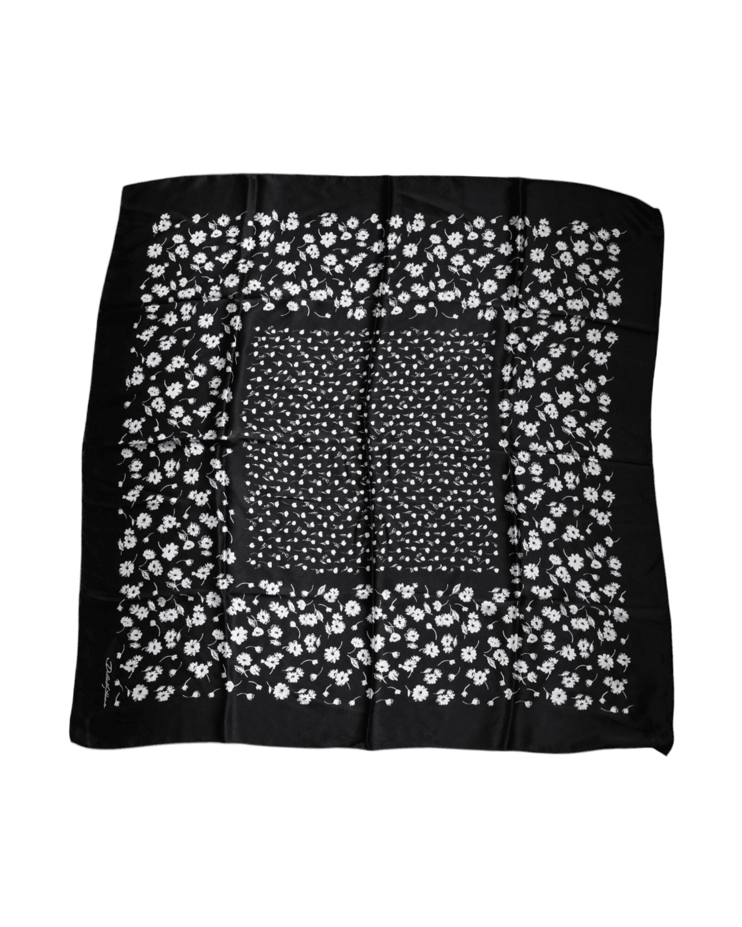 Dolce & Gabbana Floral Silk Square Wrap Shawl Black Scarf Glam Steals