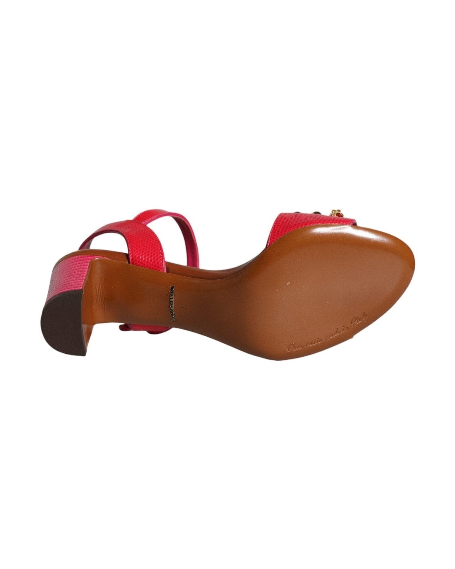 Dolce & Gabbana Fuchsia Leather Embellished Keira Sandals Shoes Glam Steals