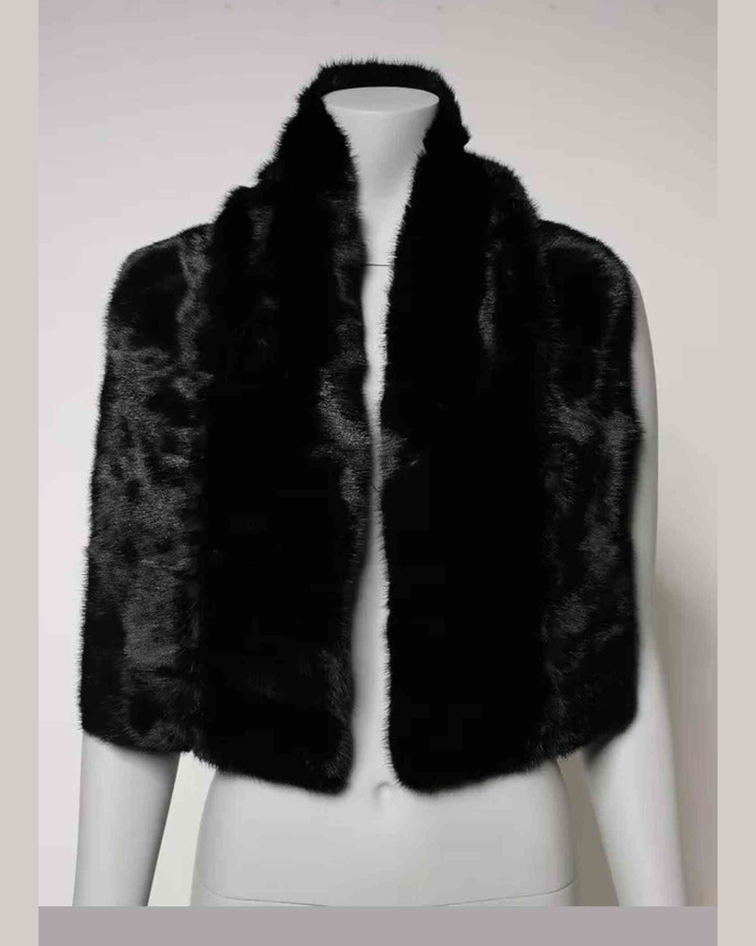 Dolce & Gabbana Fur Shawl Neck Wrap Cover Collar Black Scarf Glam Steals