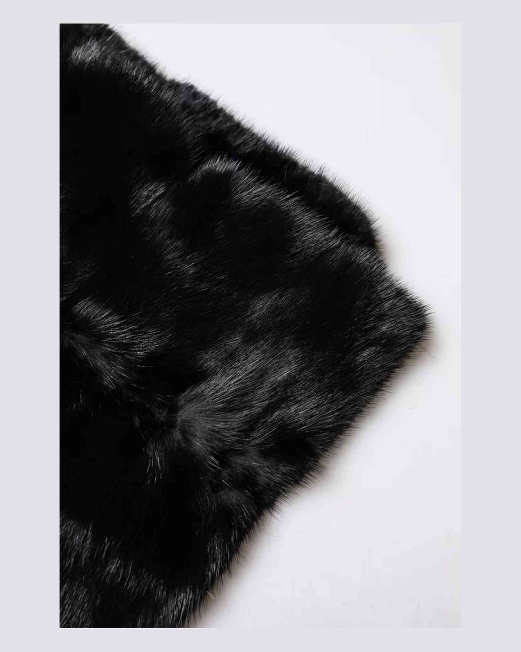 Dolce & Gabbana Fur Shawl Neck Wrap Cover Collar Black Scarf Glam Steals