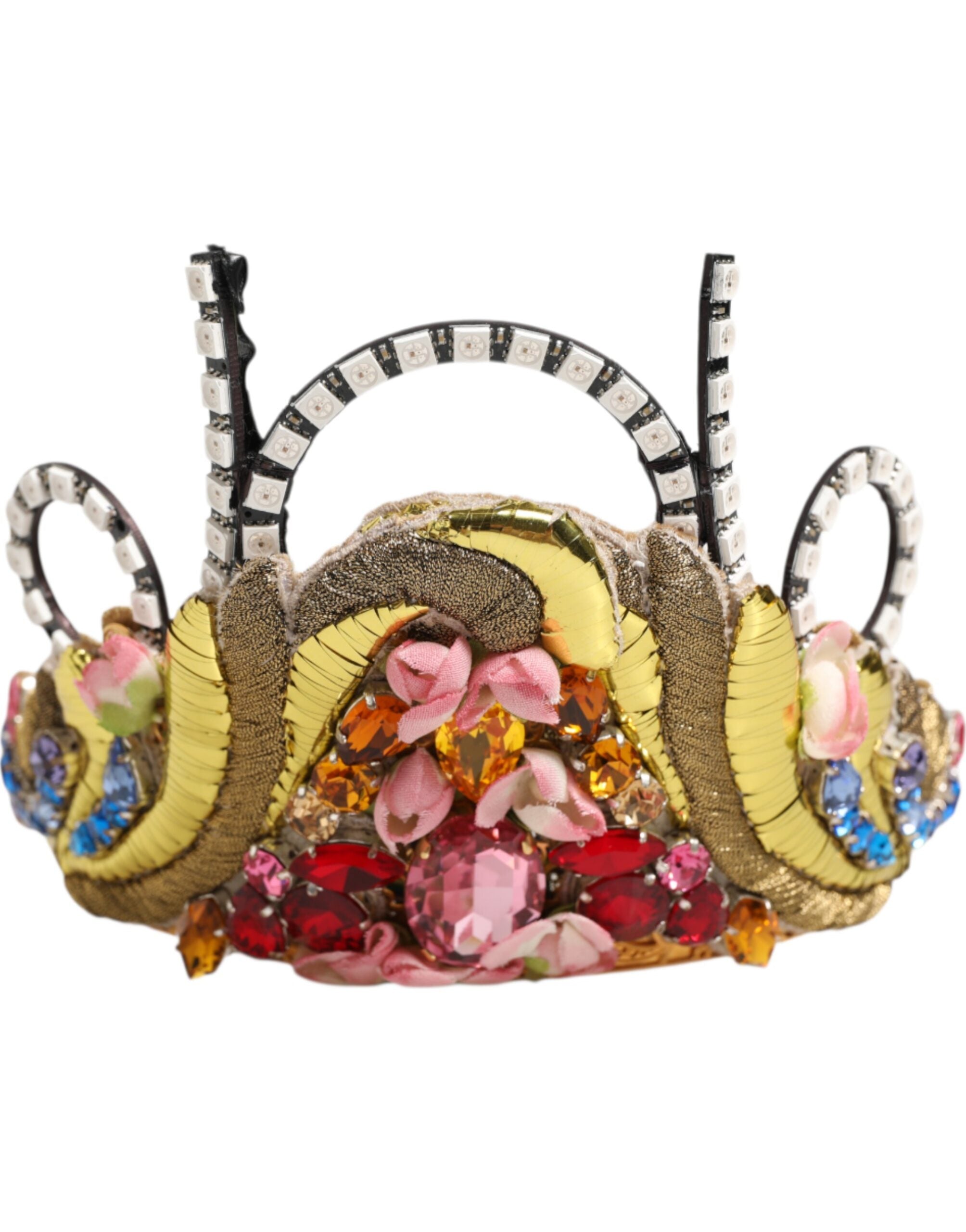 Dolce & Gabbana Gold Brass Crystal Embellished Headpiece Crown Diadem Tiara Glam Steals