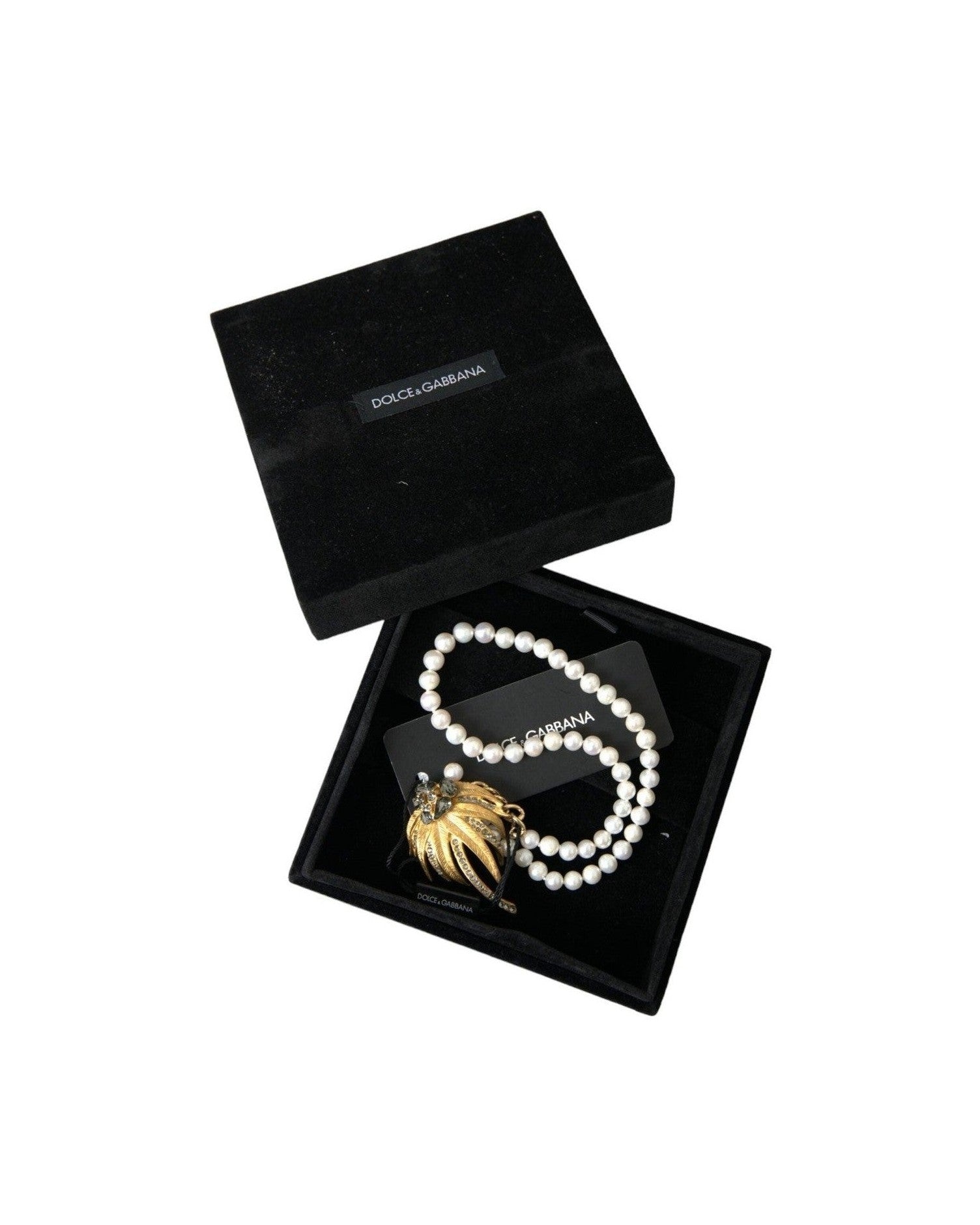 Dolce & Gabbana Brass Crystal Pearl Tree Pendant Charm Gold Necklace Glam Steals