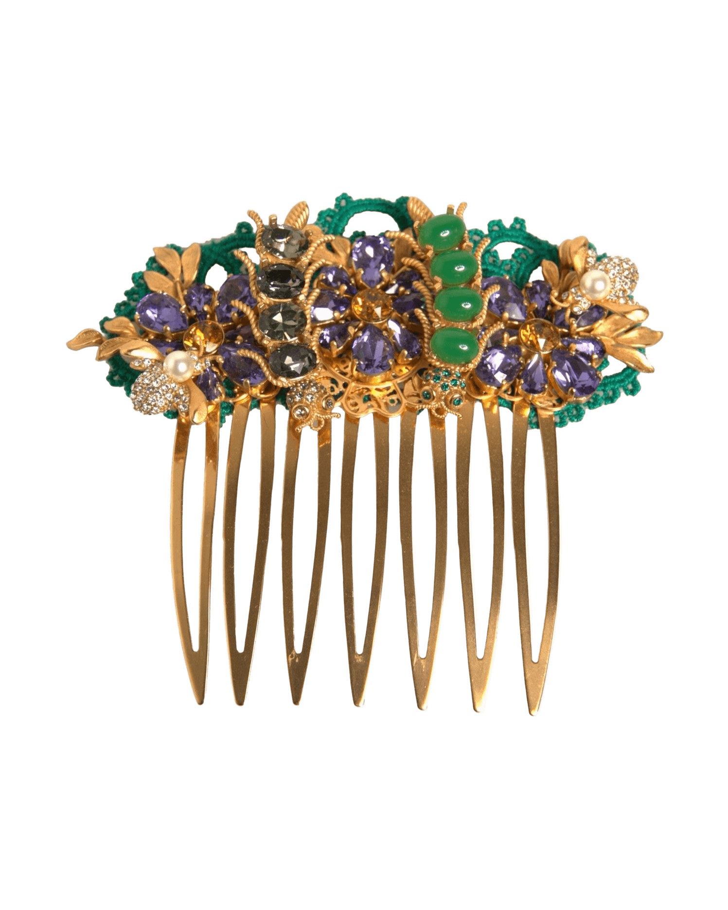 Dolce & Gabbana Gold Brass Crystals Hair Stick Comb Glam Steals