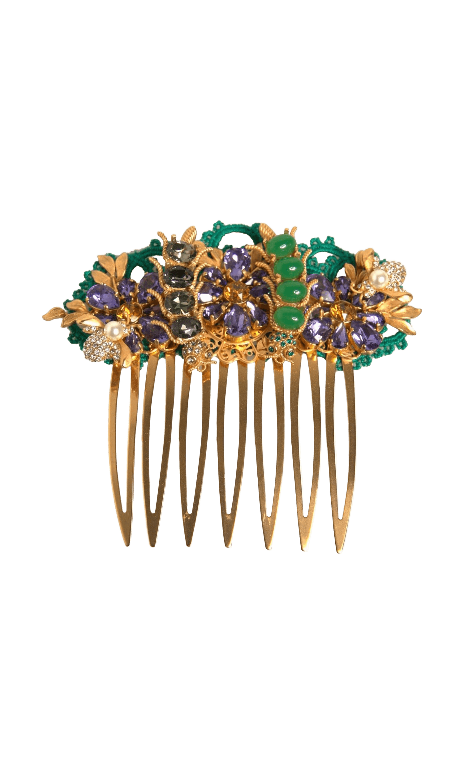 Dolce & Gabbana Gold Brass Crystals Hair Stick Comb Glam Steals