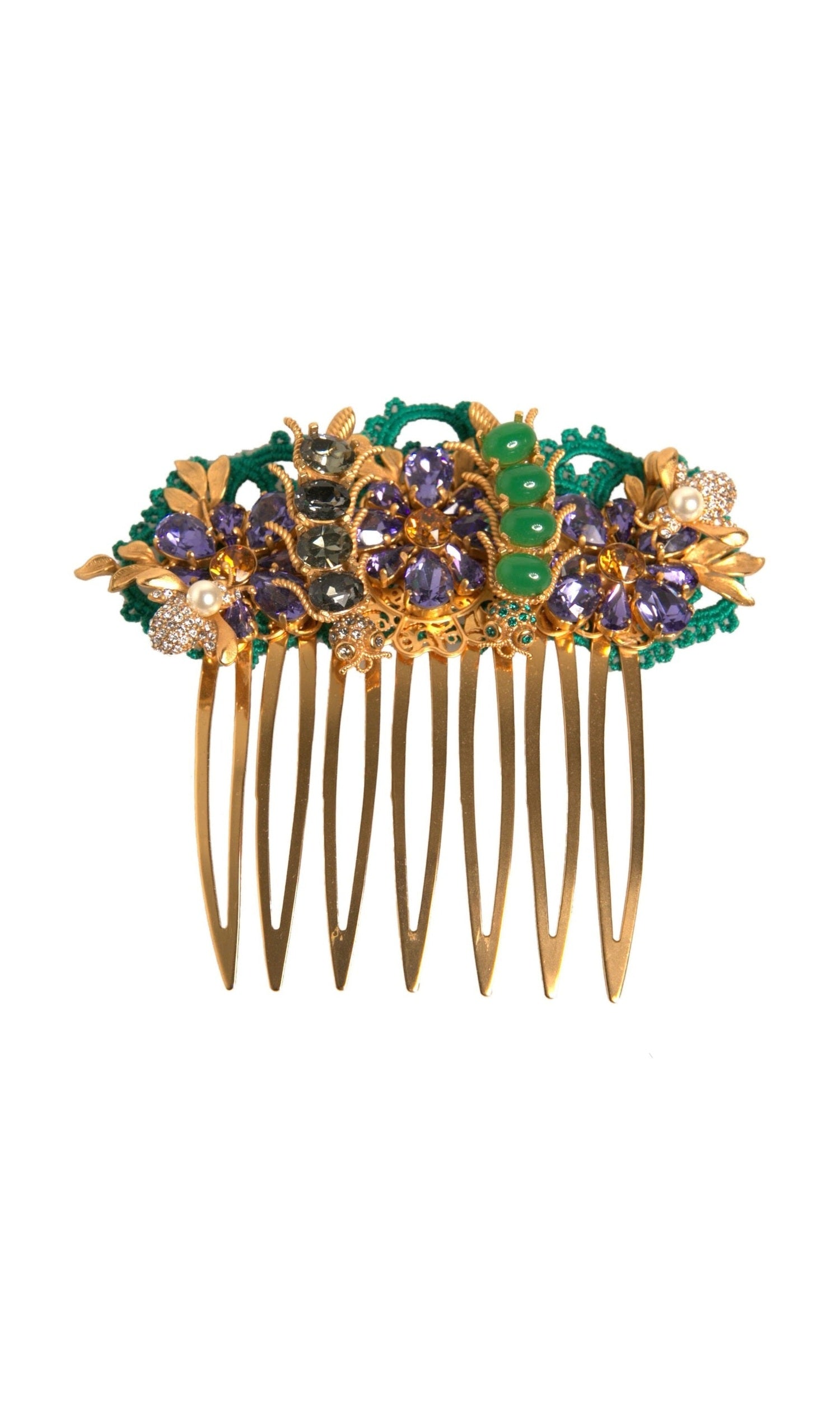 Dolce & Gabbana Gold Brass Crystals Hair Stick Comb Glam Steals