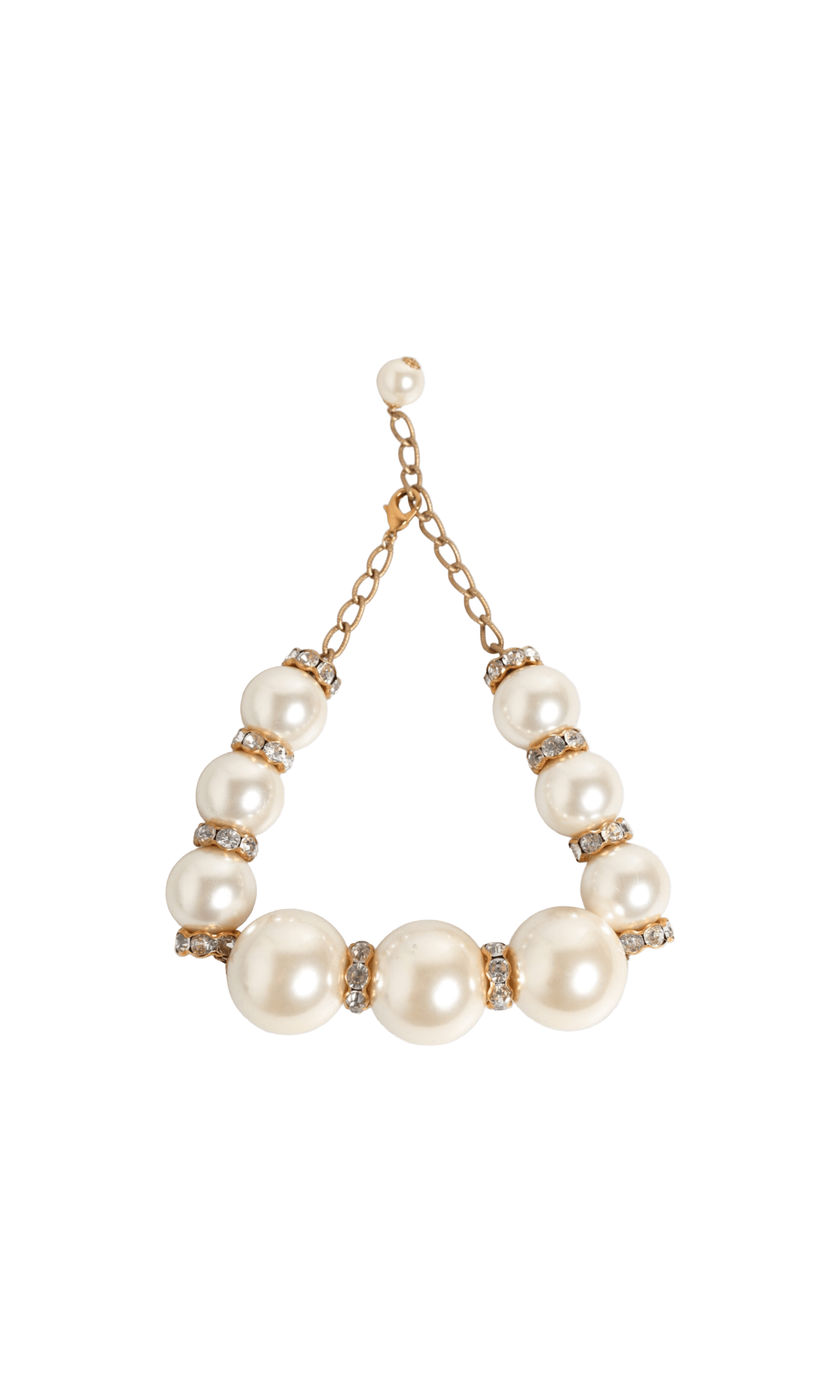 Dolce & Gabbana Gold Brass Faux Pearl Crystal Statement Luxury Jewelry Necklace Glam Steals
