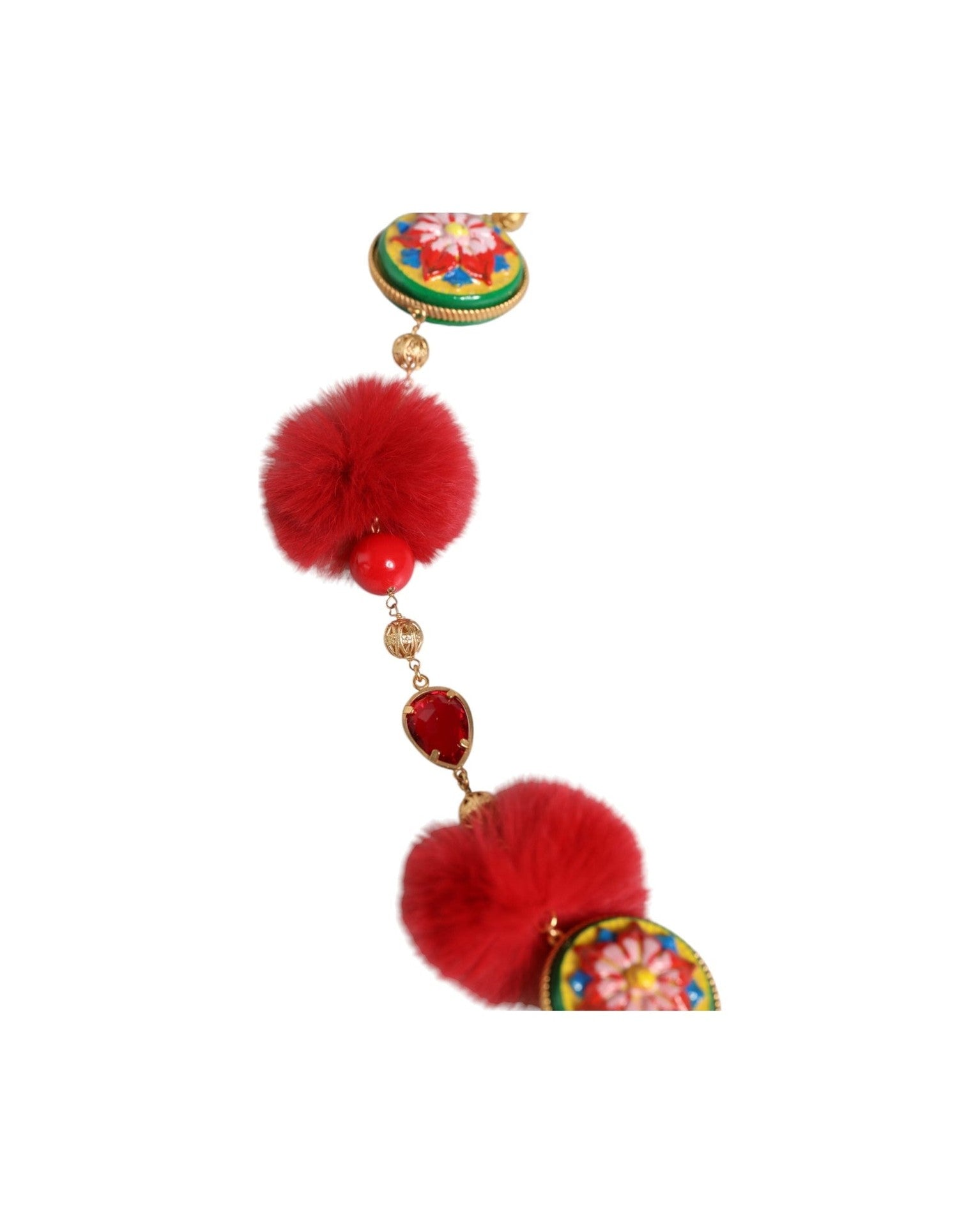 Dolce & Gabbana Brass Fur Crystal Waist Torero Gold Red Belt Glam Steals