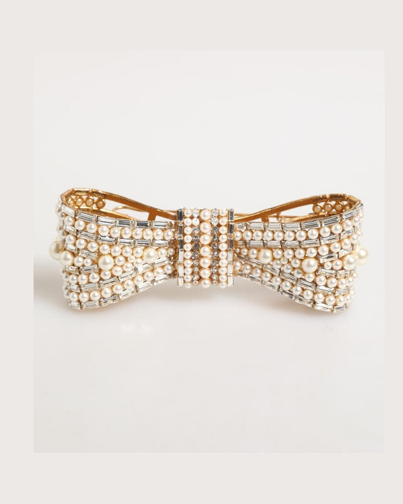 Dolce & Gabbana Gold Brass Glas Crystal Faux Pearl Embellished Brooch Glam Steals