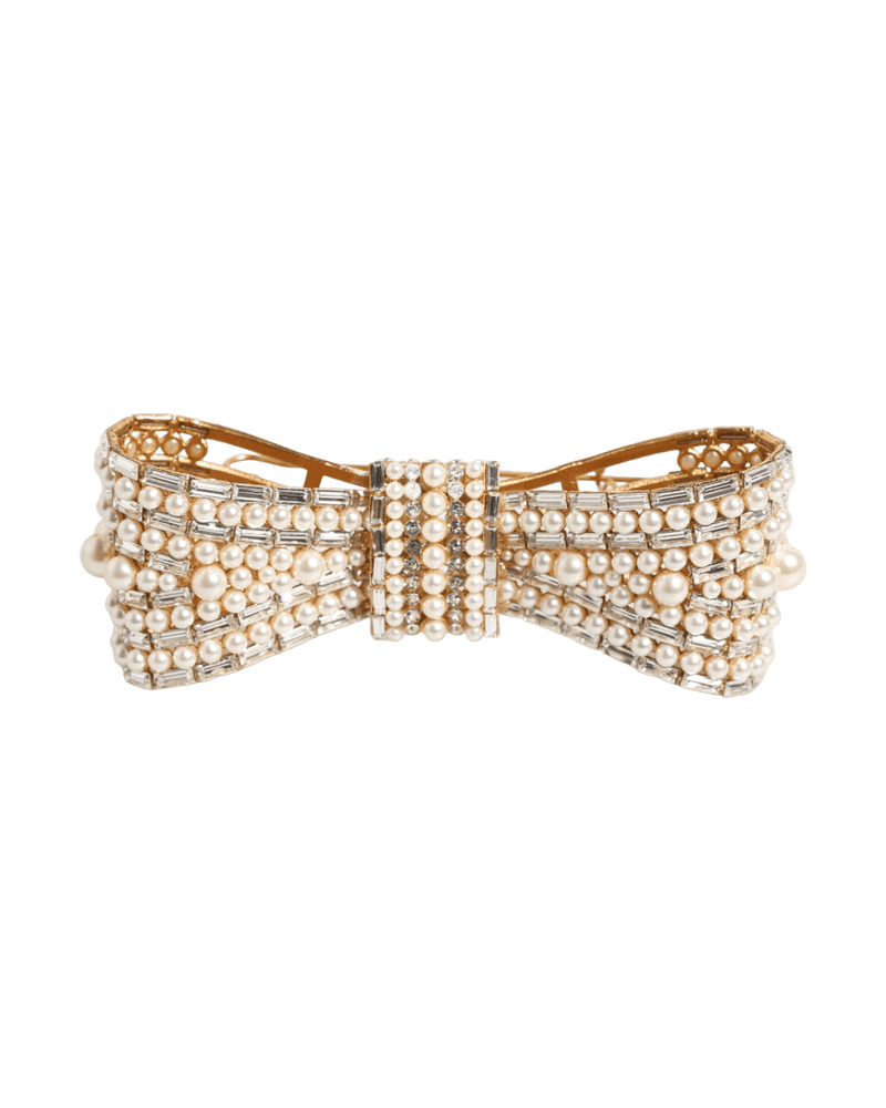 Dolce & Gabbana Gold Brass Glas Crystal Faux Pearl Embellished Brooch Glam Steals