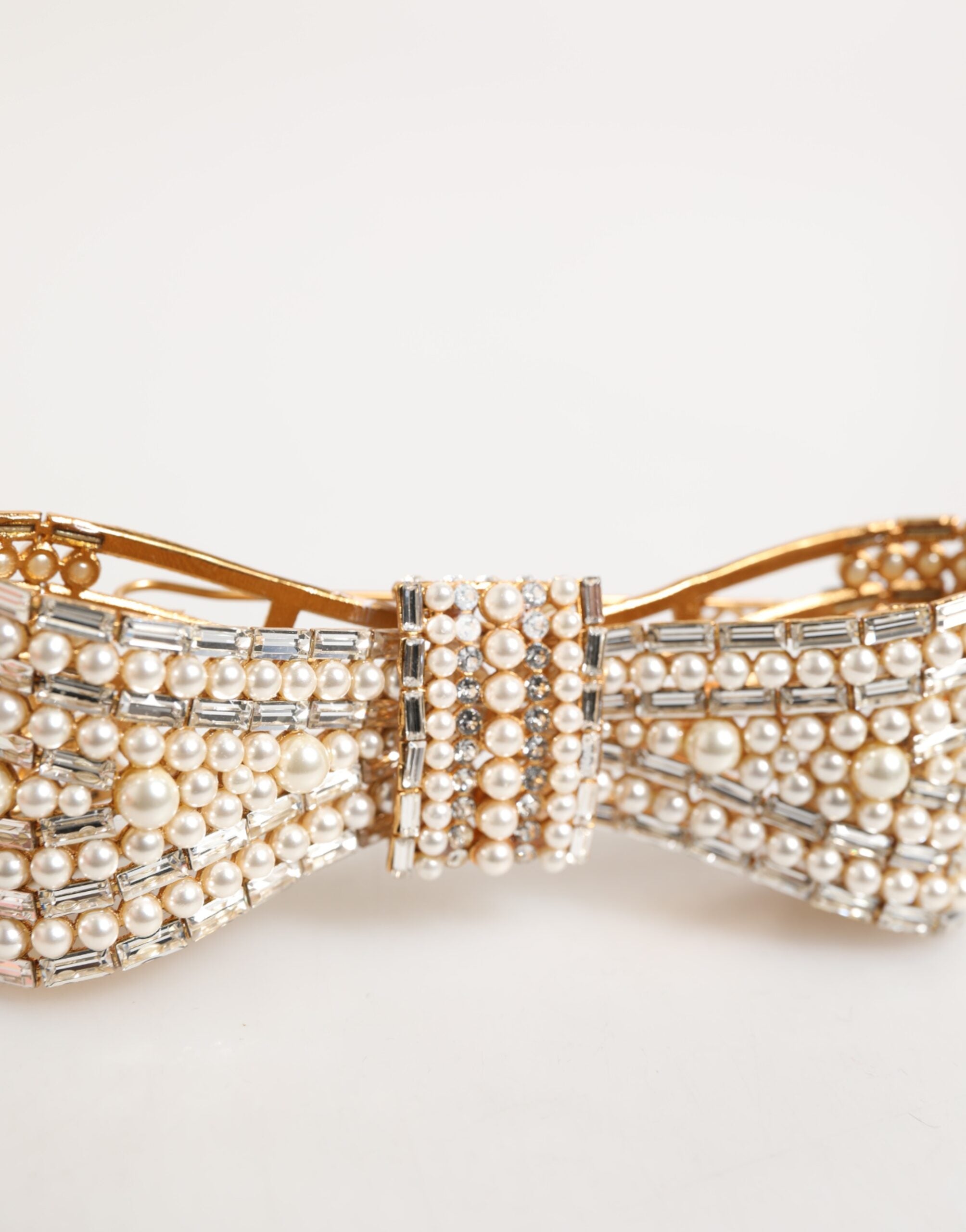 Dolce & Gabbana Gold Brass Glas Crystal Faux Pearl Embellished Brooch Glam Steals