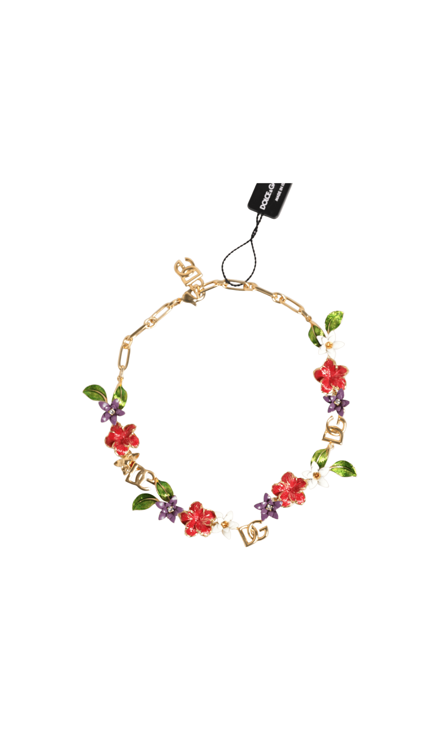 Dolce & Gabbana Gold Brass Logo Detail Floral Fashion Jewelry Necklace Glam Steals