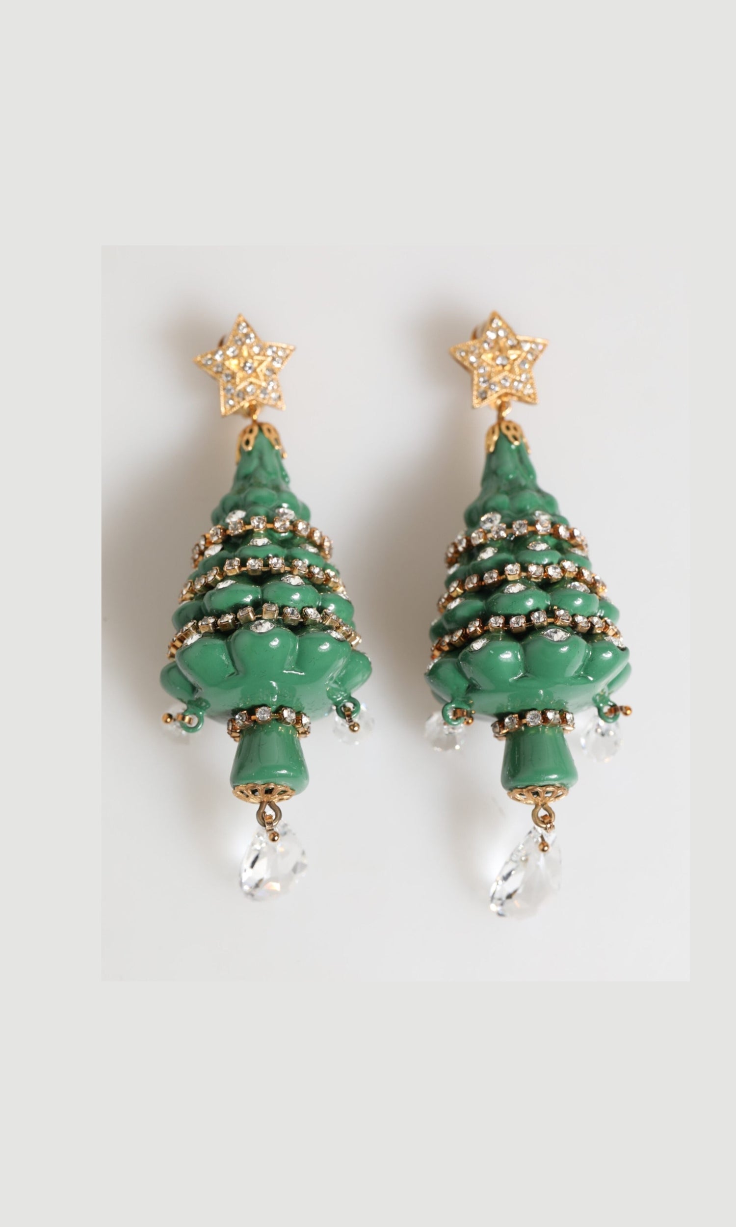 Dolce & Gabbana Gold Brass Multicolour Christmas Tree Earrings Glam Steals