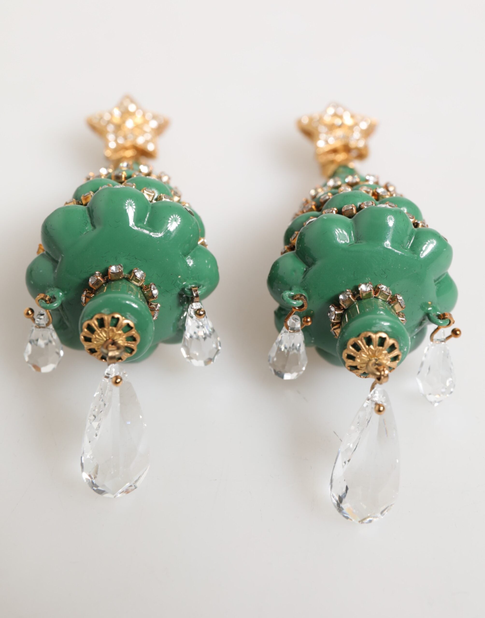 Dolce & Gabbana Gold Brass Multicolour Christmas Tree Earrings Glam Steals