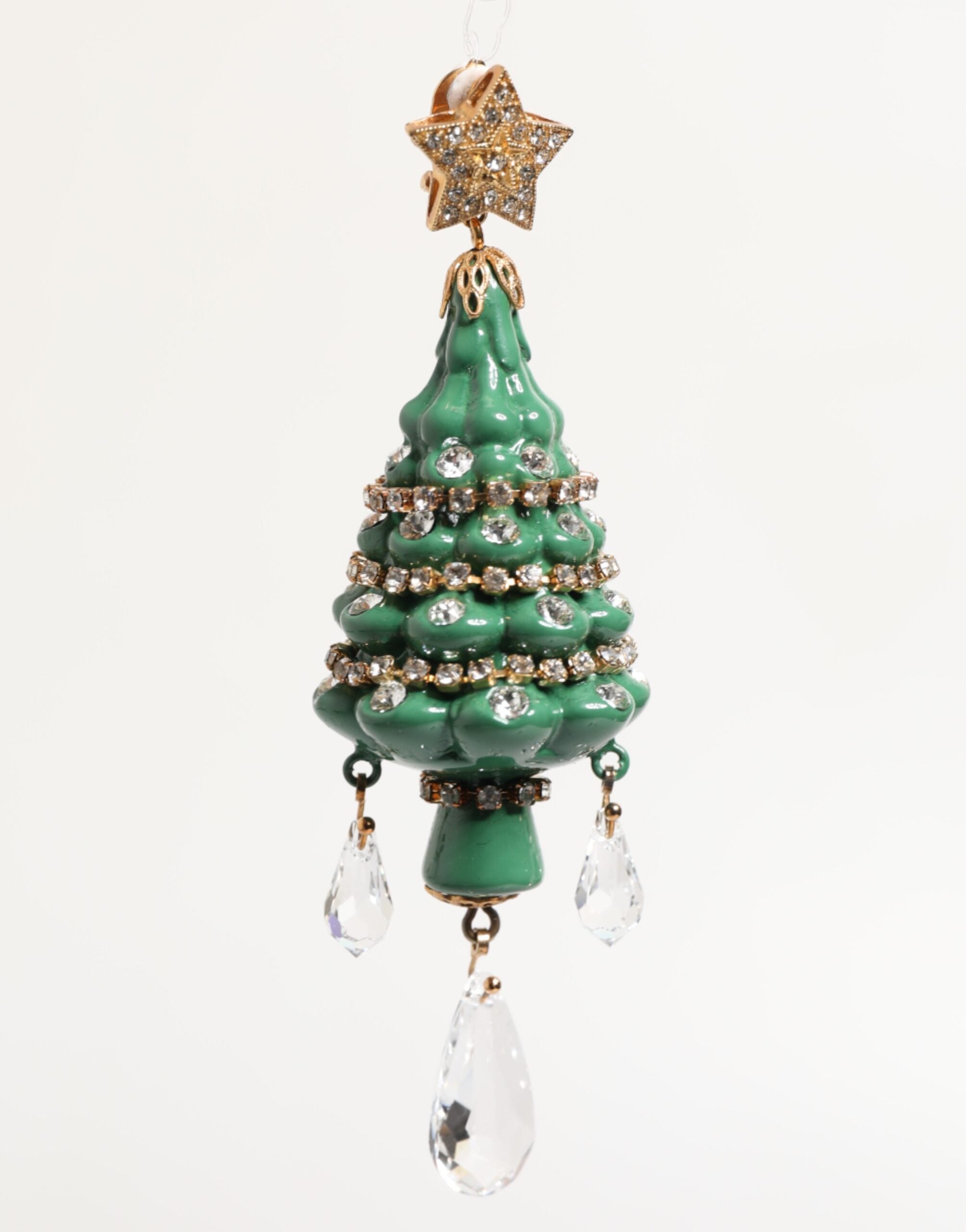 Dolce & Gabbana Gold Brass Multicolour Christmas Tree Earrings Glam Steals